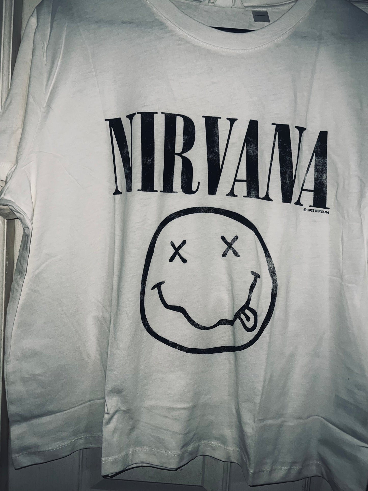 Nirvana Off White Distressed Tee