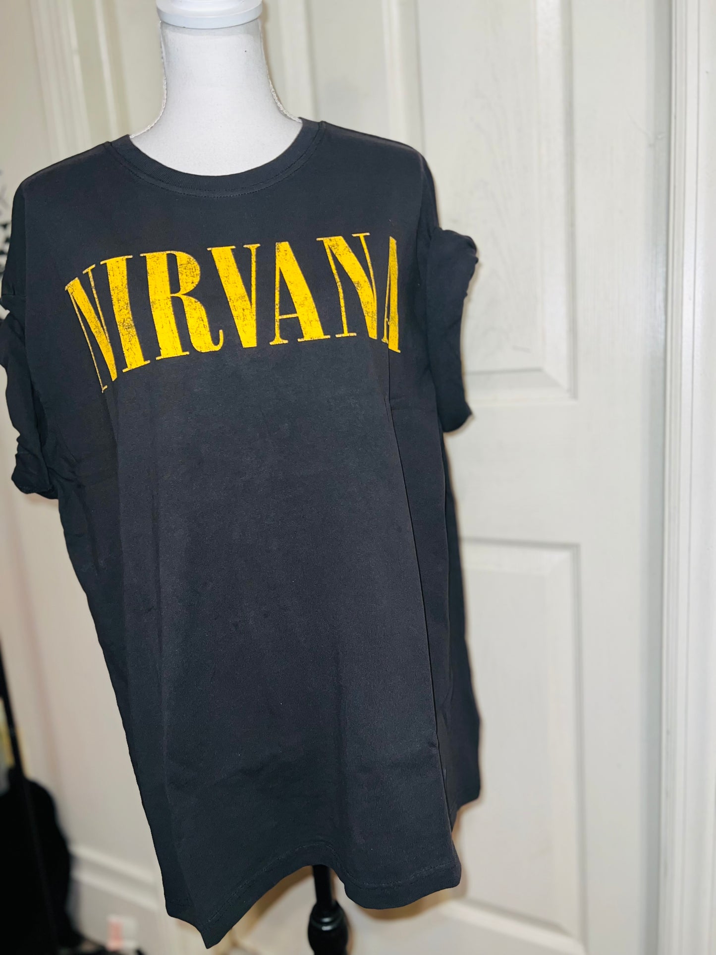 Nirvana Double Sided Oversized Distressed Tee