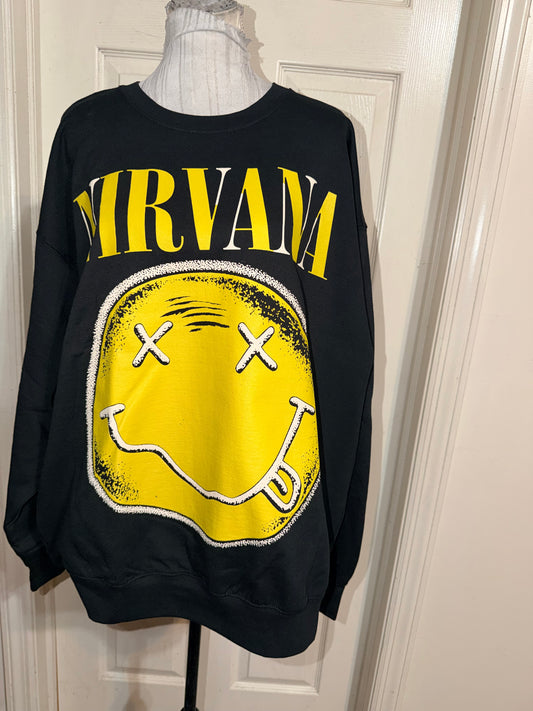 Nirvana Oversized Distressed Sweatshirt