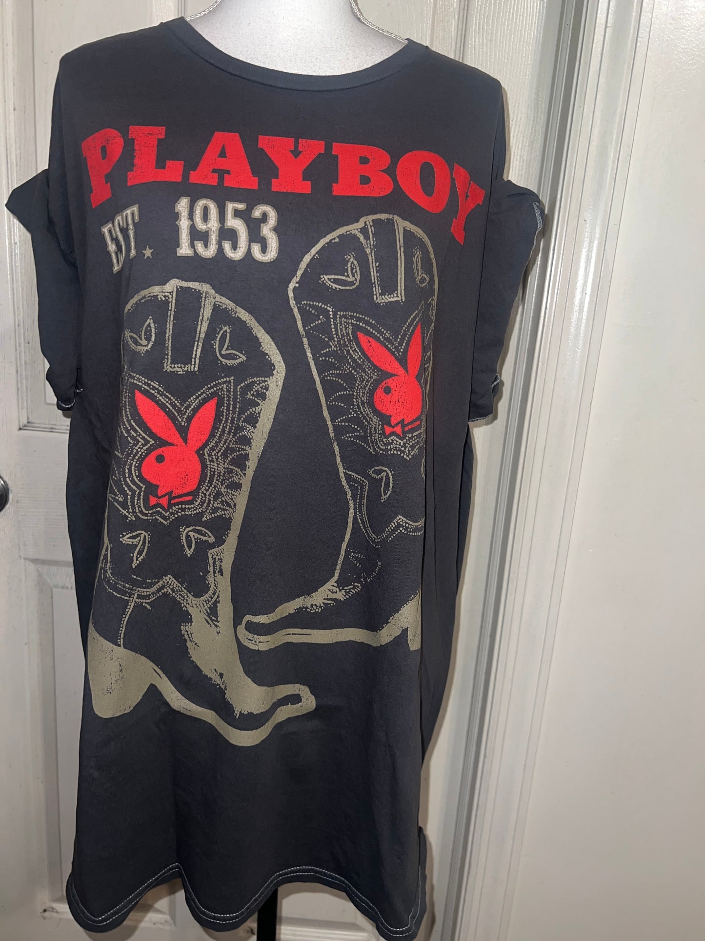 Playboy Cowboy Oversized Distressed Tee