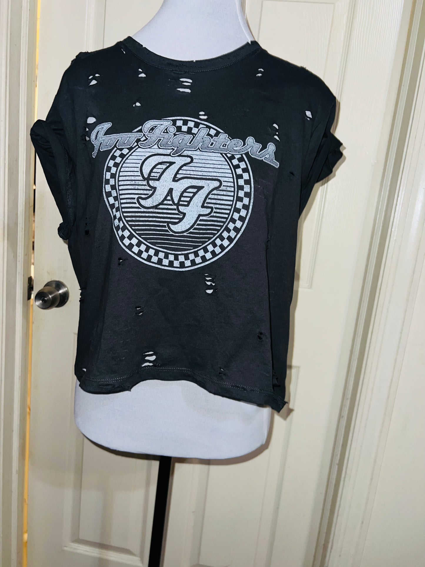 Foo Fighters Oversized Distressed Baby Tee