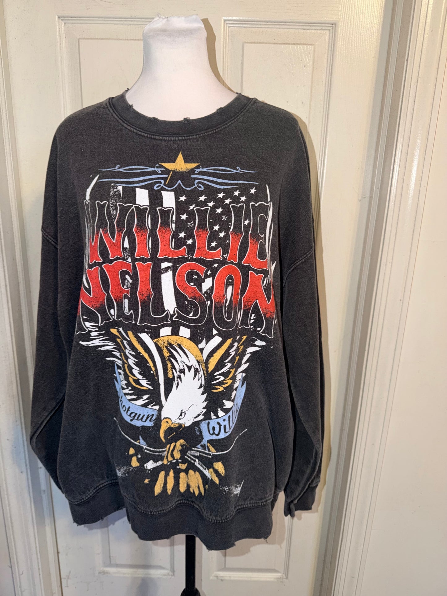 Willie Nelson Oversized Distressed Sweatshirt