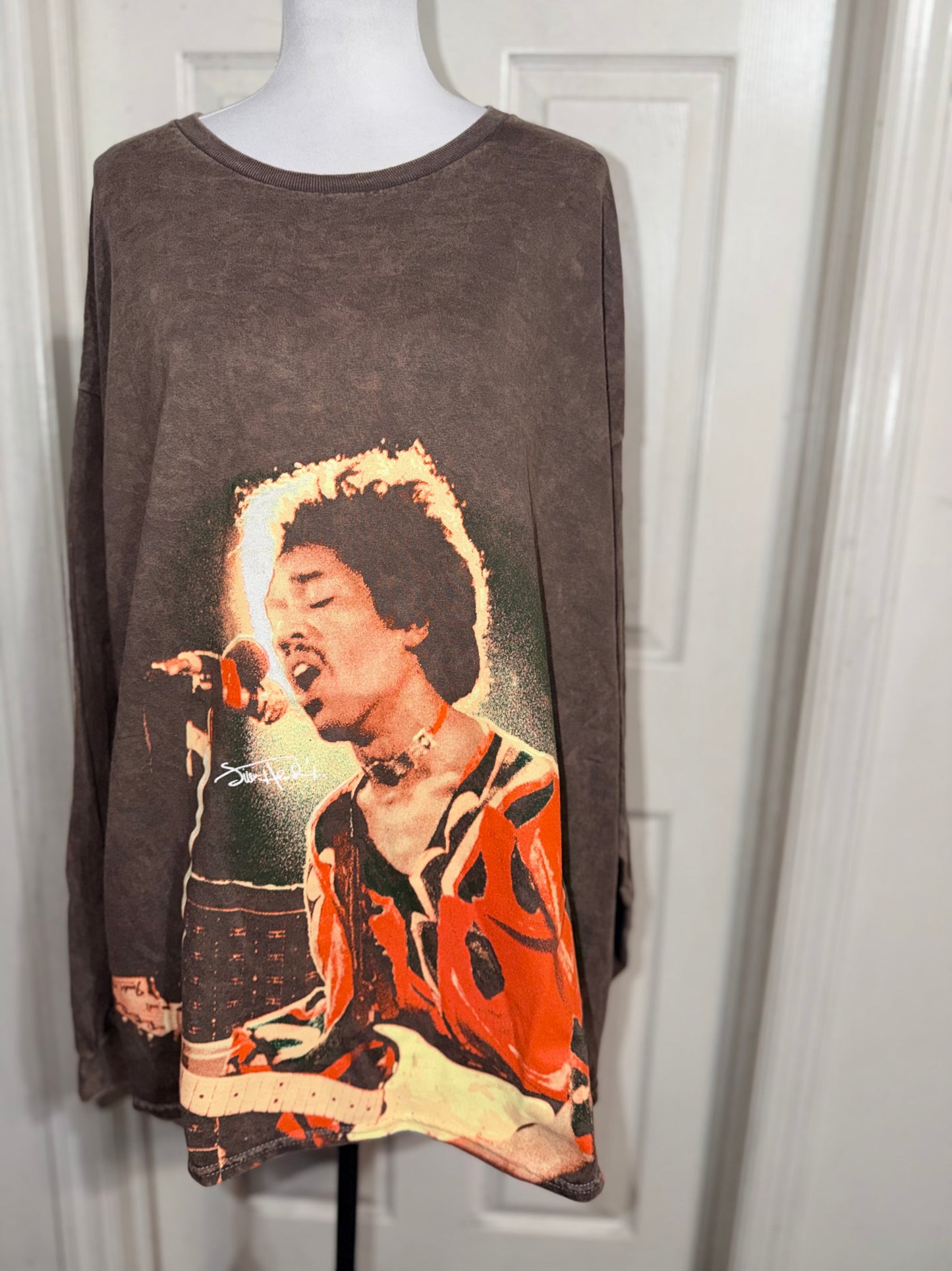 Jimi Hendrix Oversized Distressed Long Sleeve Tee