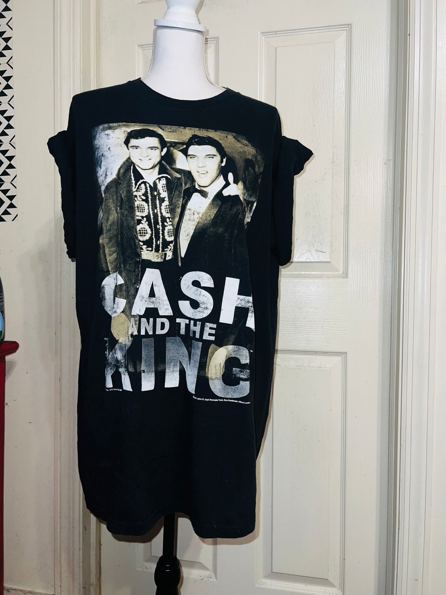 Johnny Cash and Elvis Oversized Distressed Tee