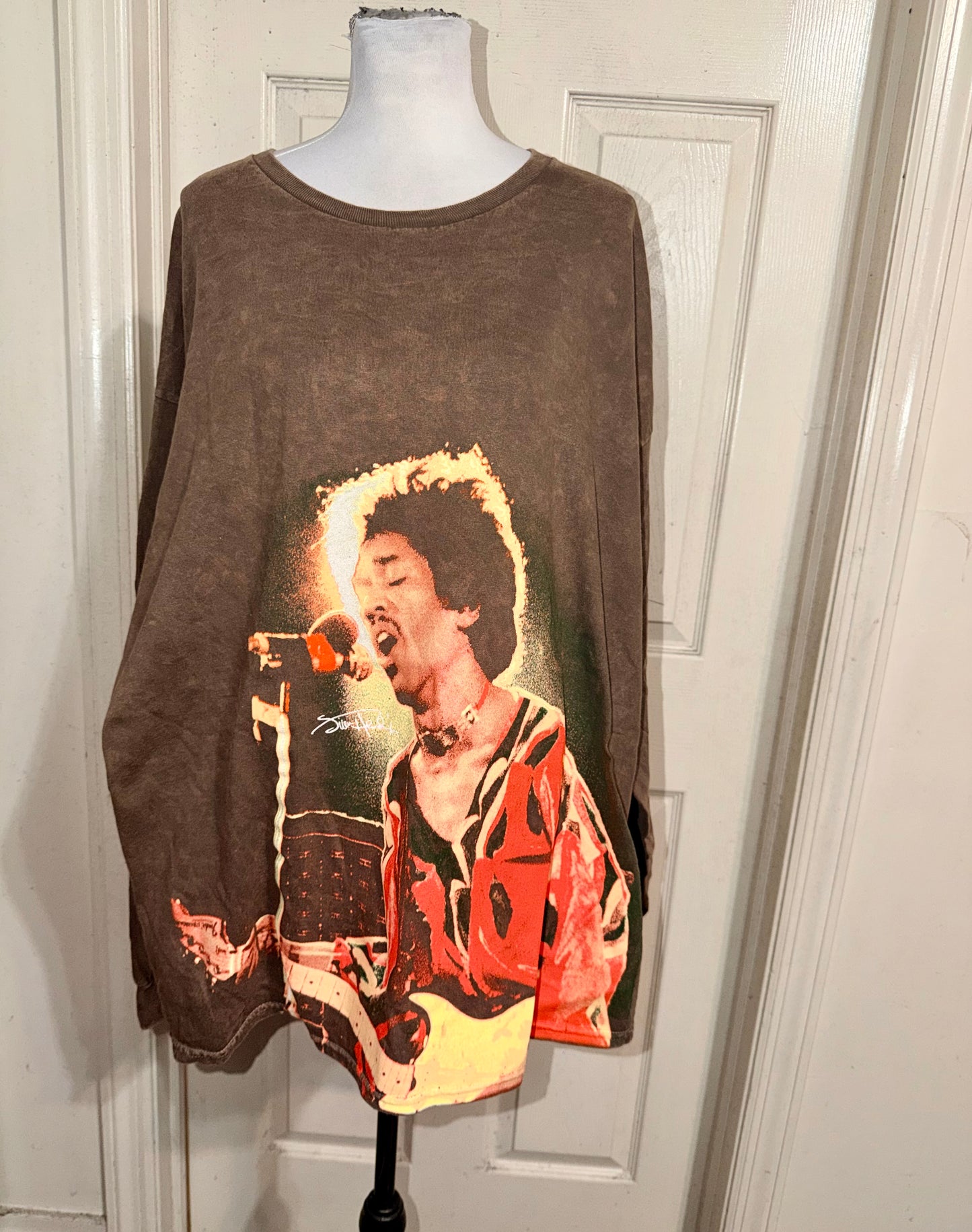 Jimi Hendrix Oversized Distressed Long Sleeve Tee