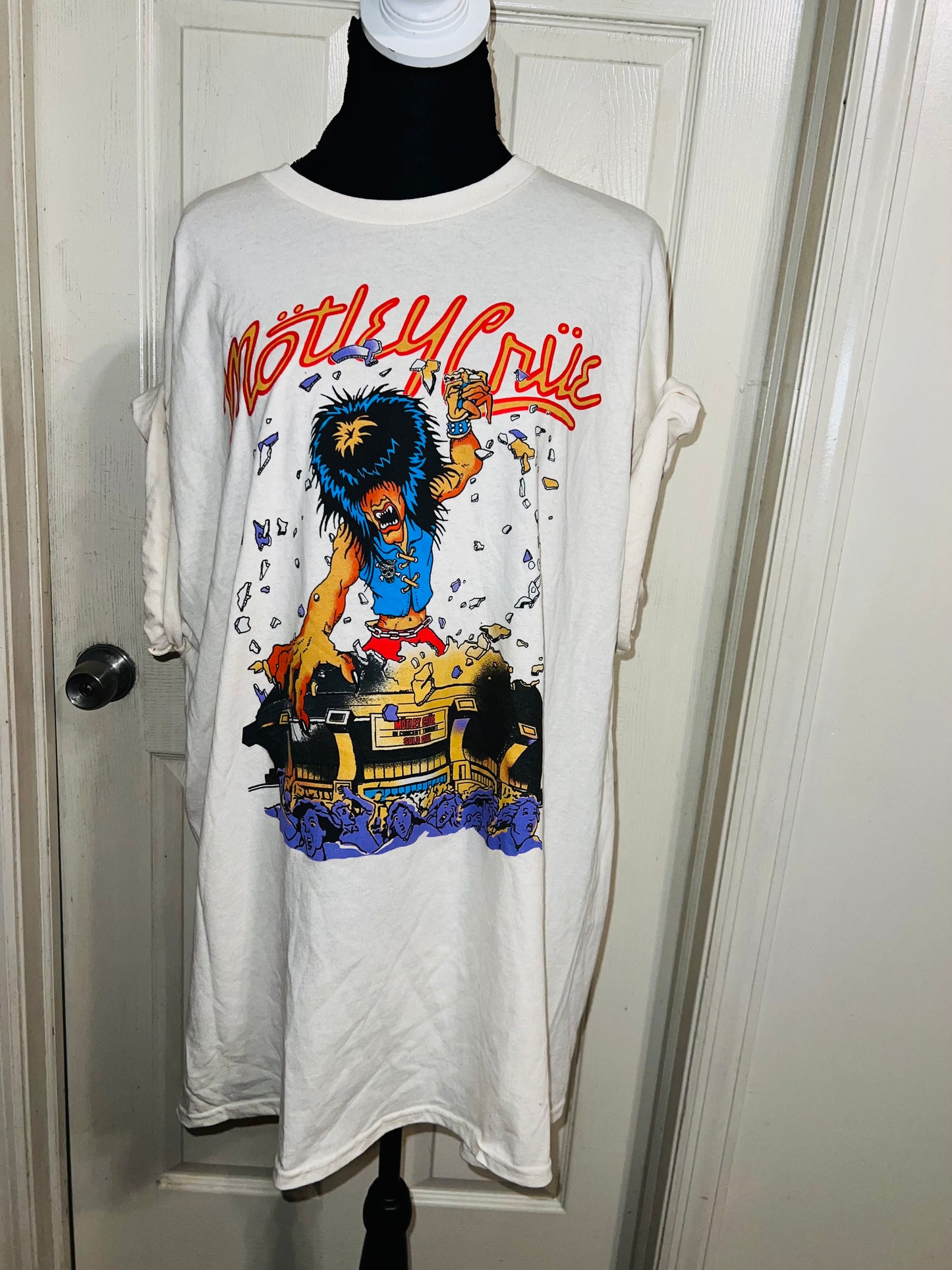 Motley Crue Tour Double Sided  Oversized Distressed Tee