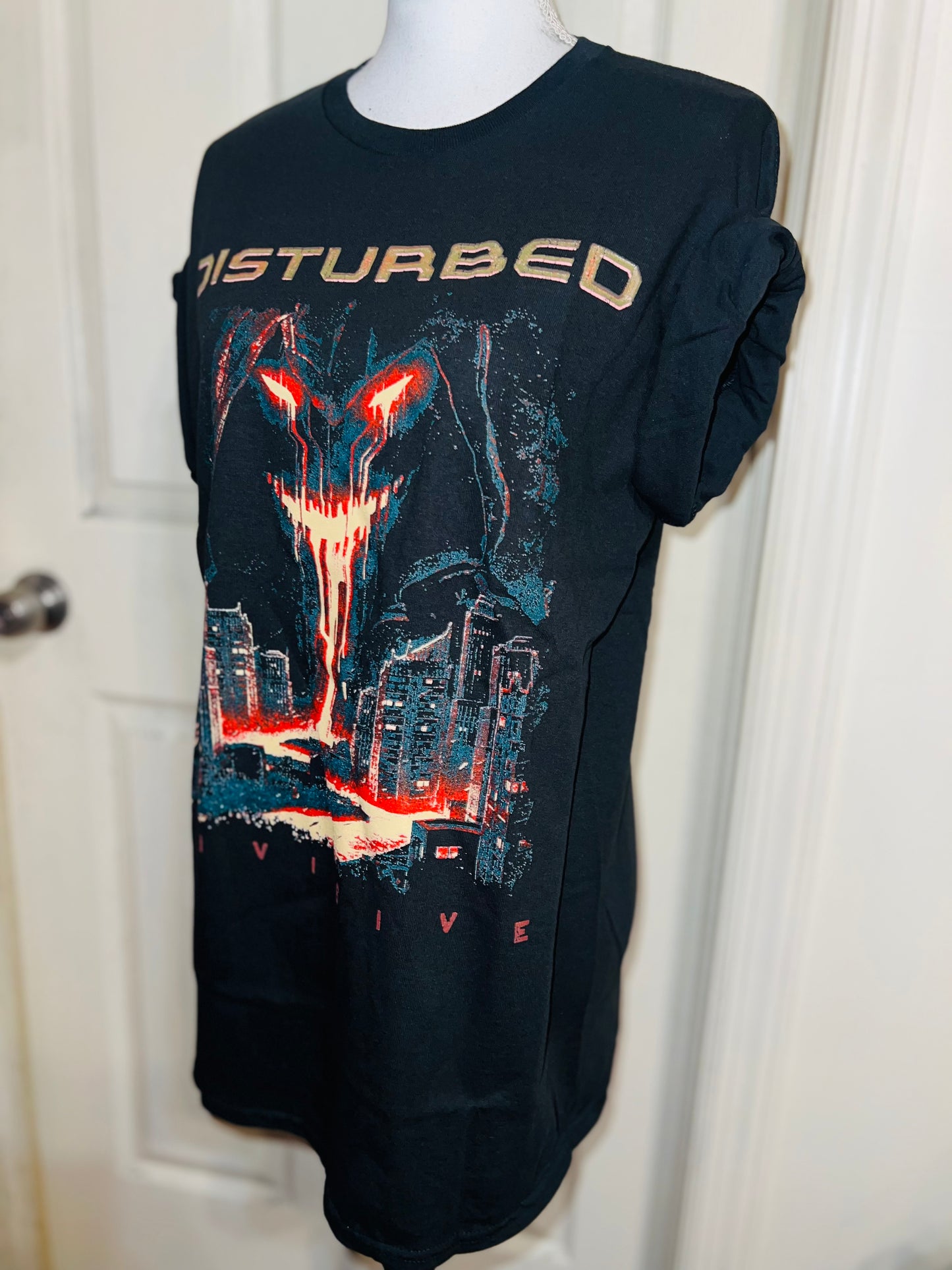 Disturbed Double Sided Oversized Distressed T-Shirt