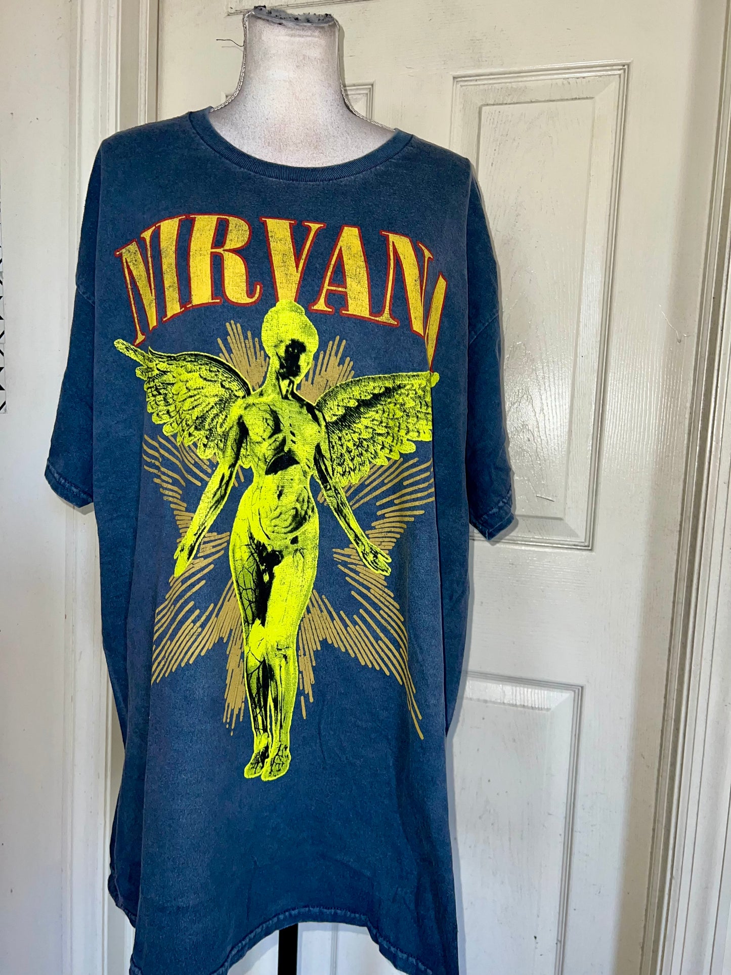 Nirvana Double Sided Oversized Distressed Tee