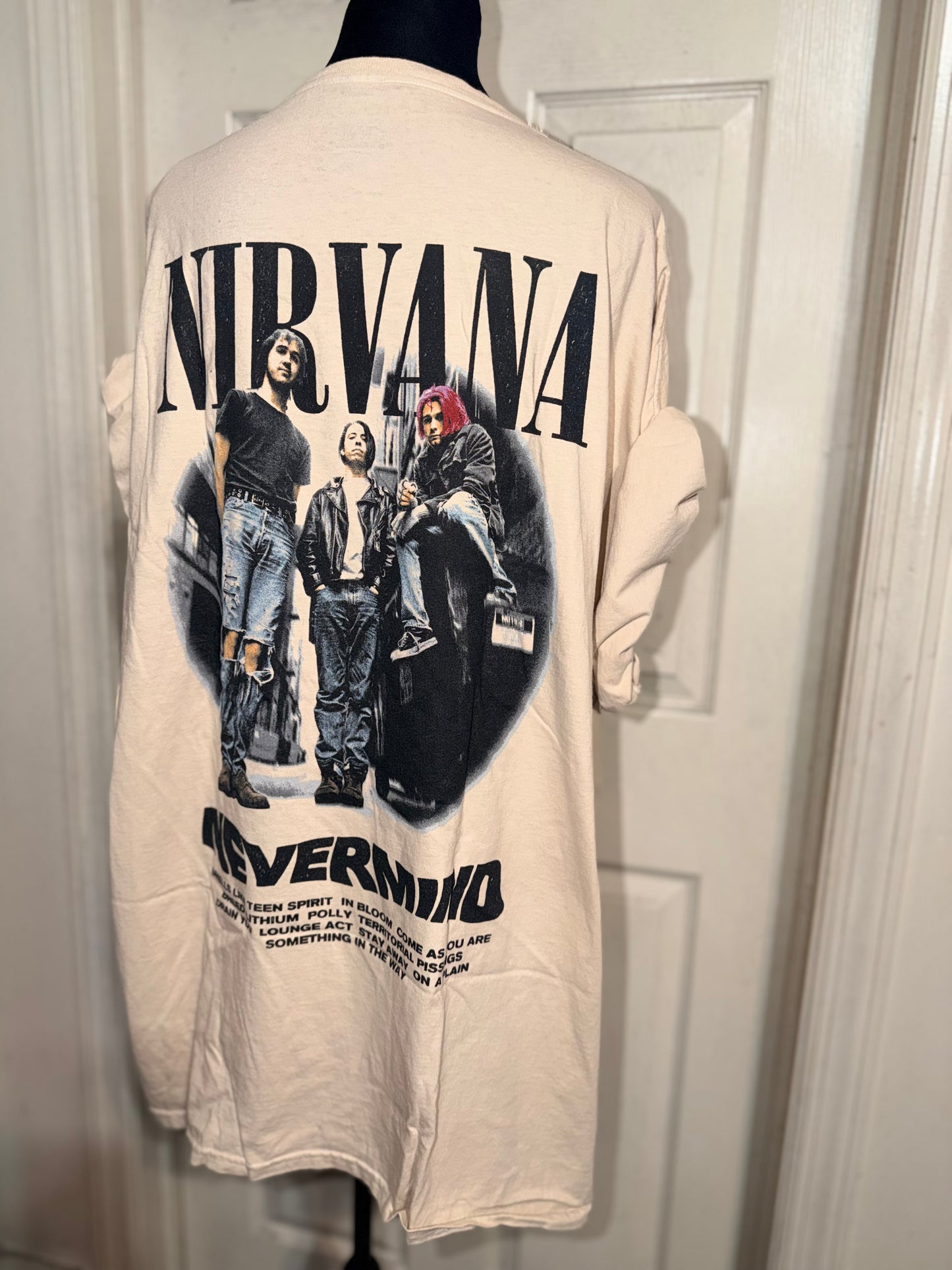 Nirvana Double Sided Oversized Distressed Tee