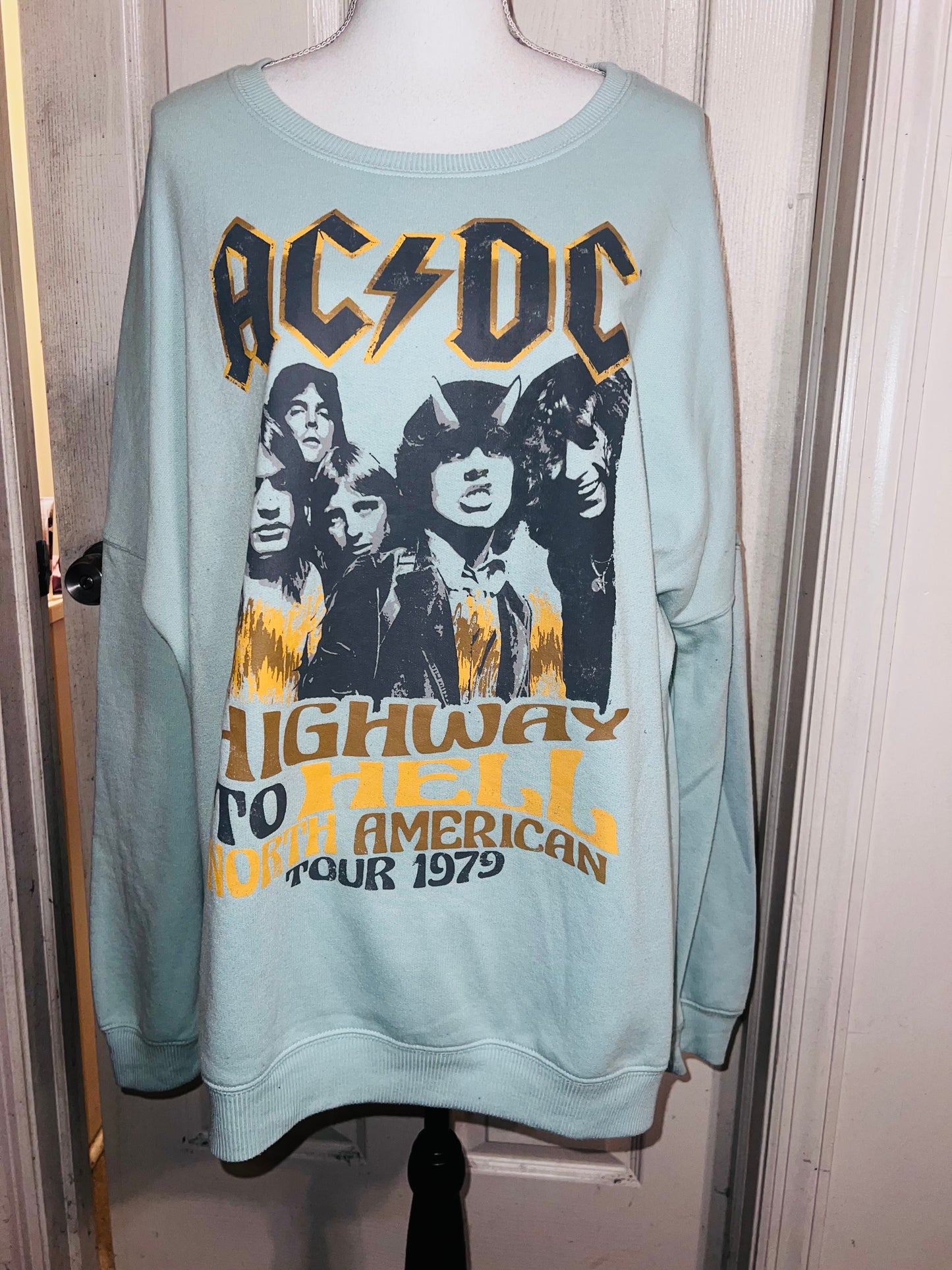 AC/DC Oversized Distressed Sweatshirt