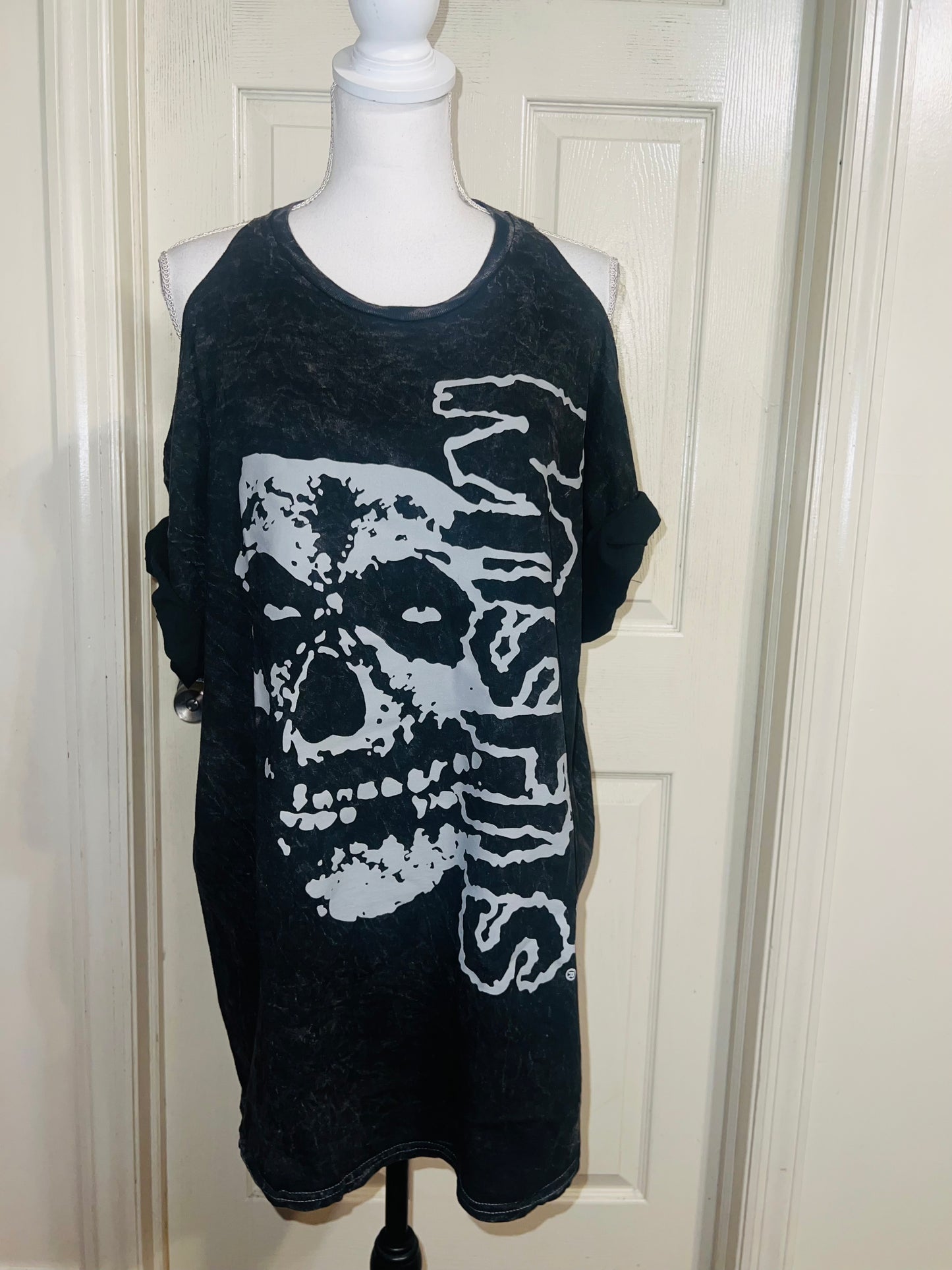 Misfits Shoulder Cut Out Oversized Distressed Tee