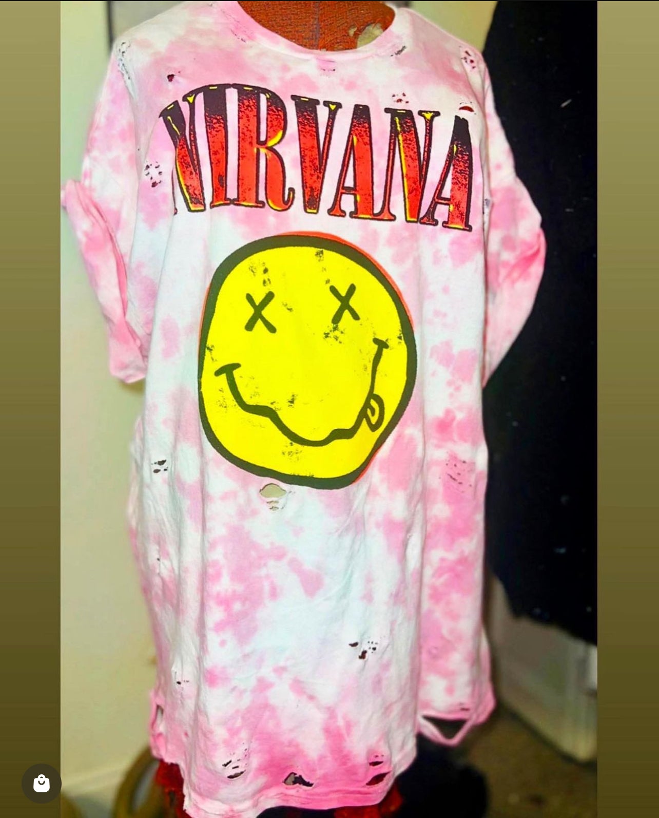 Nirvana Tie Dye Oversized Distressed Tee