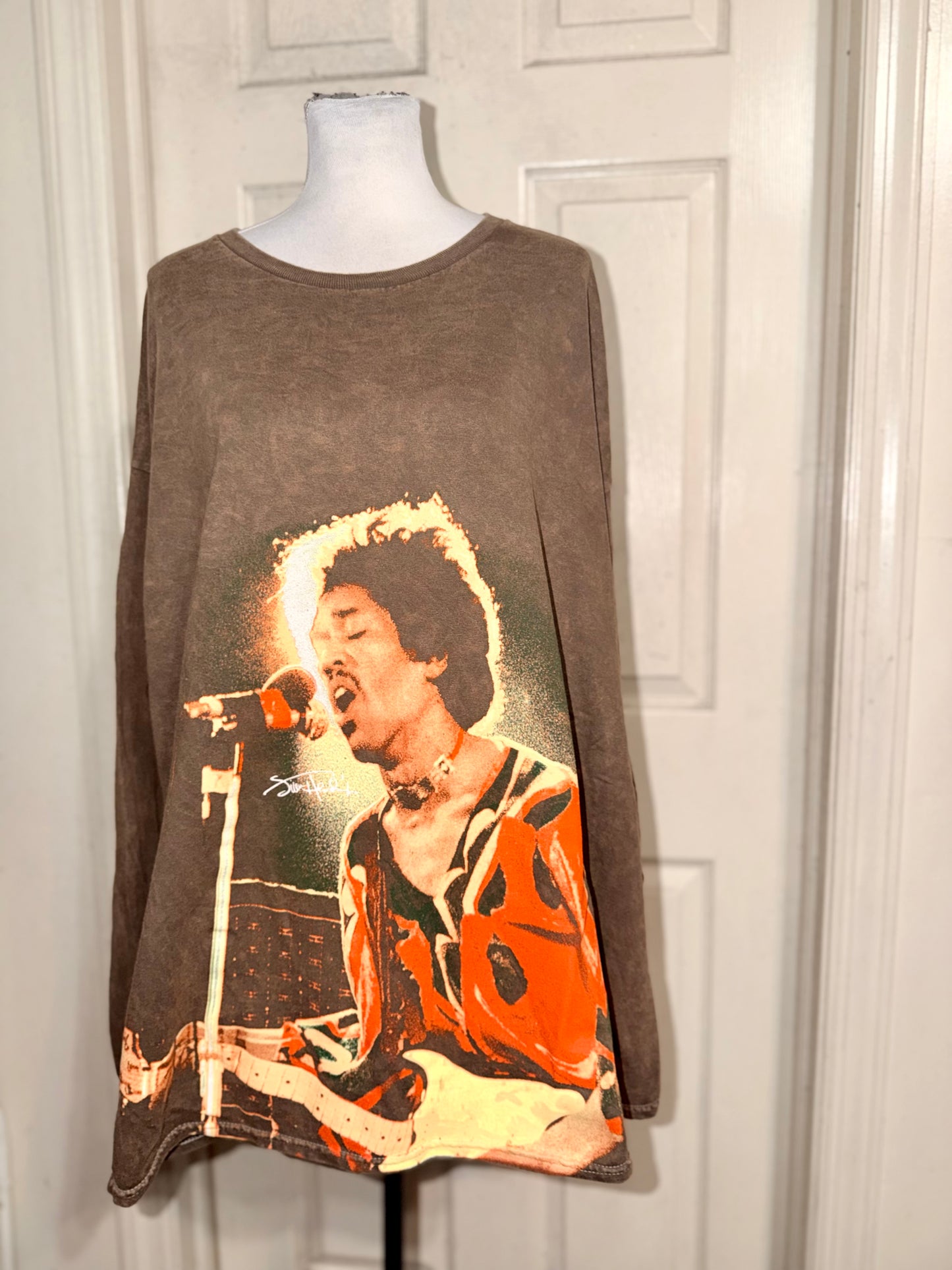 Jimi Hendrix Oversized Distressed Long Sleeve Tee
