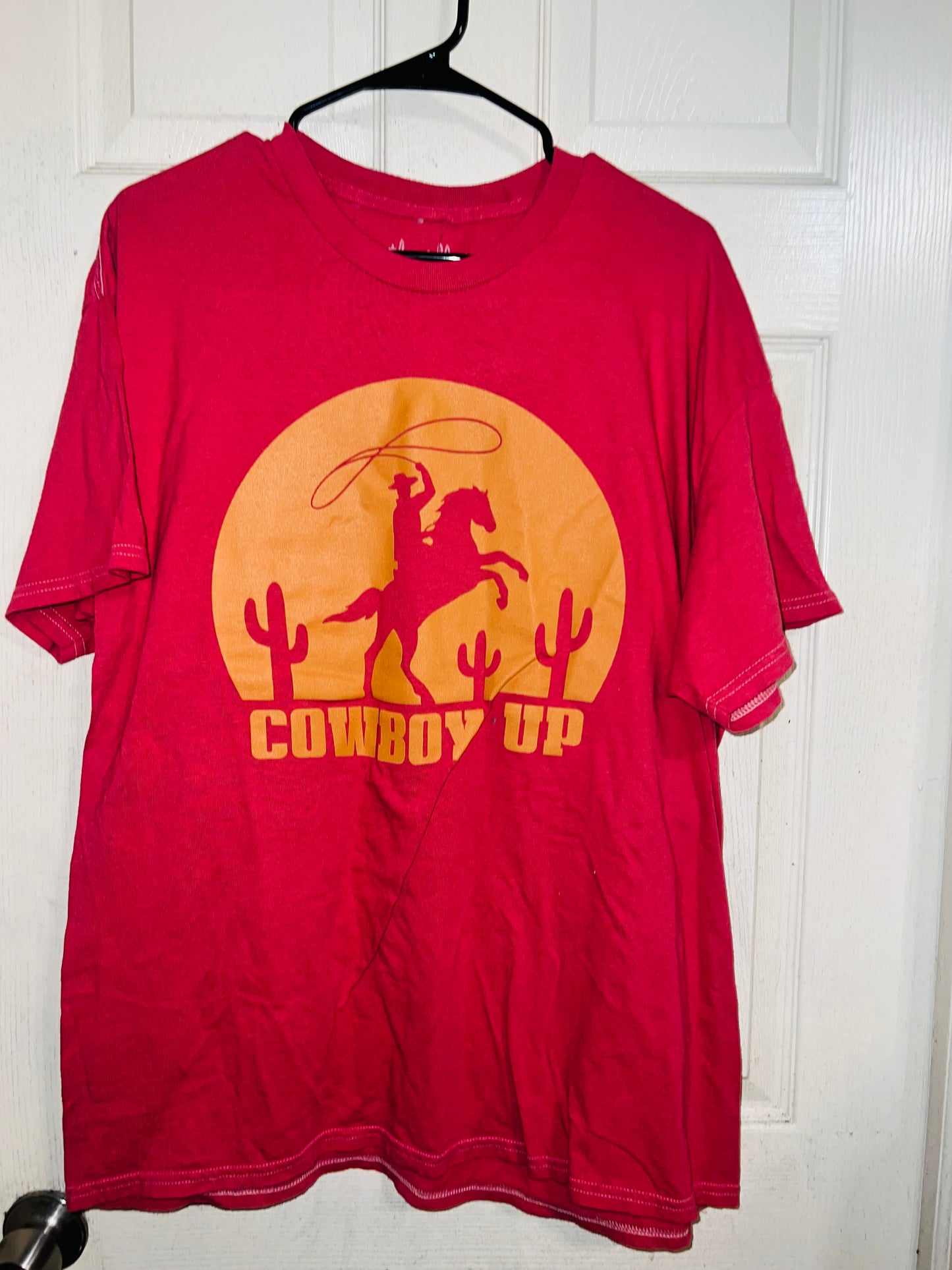 Cowboy Up Oversized Distressed Tee