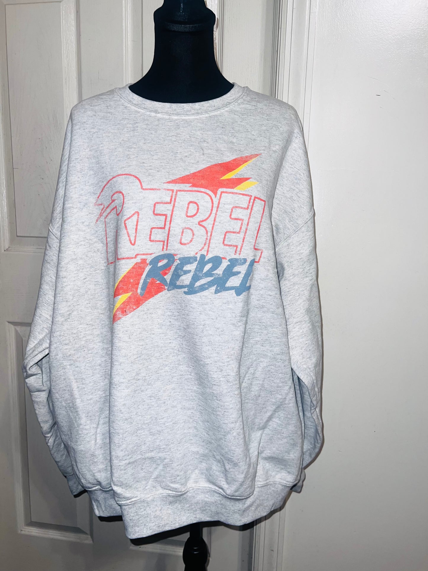 Rebel Rebel Bowie Oversized Distressed Sweatshirt