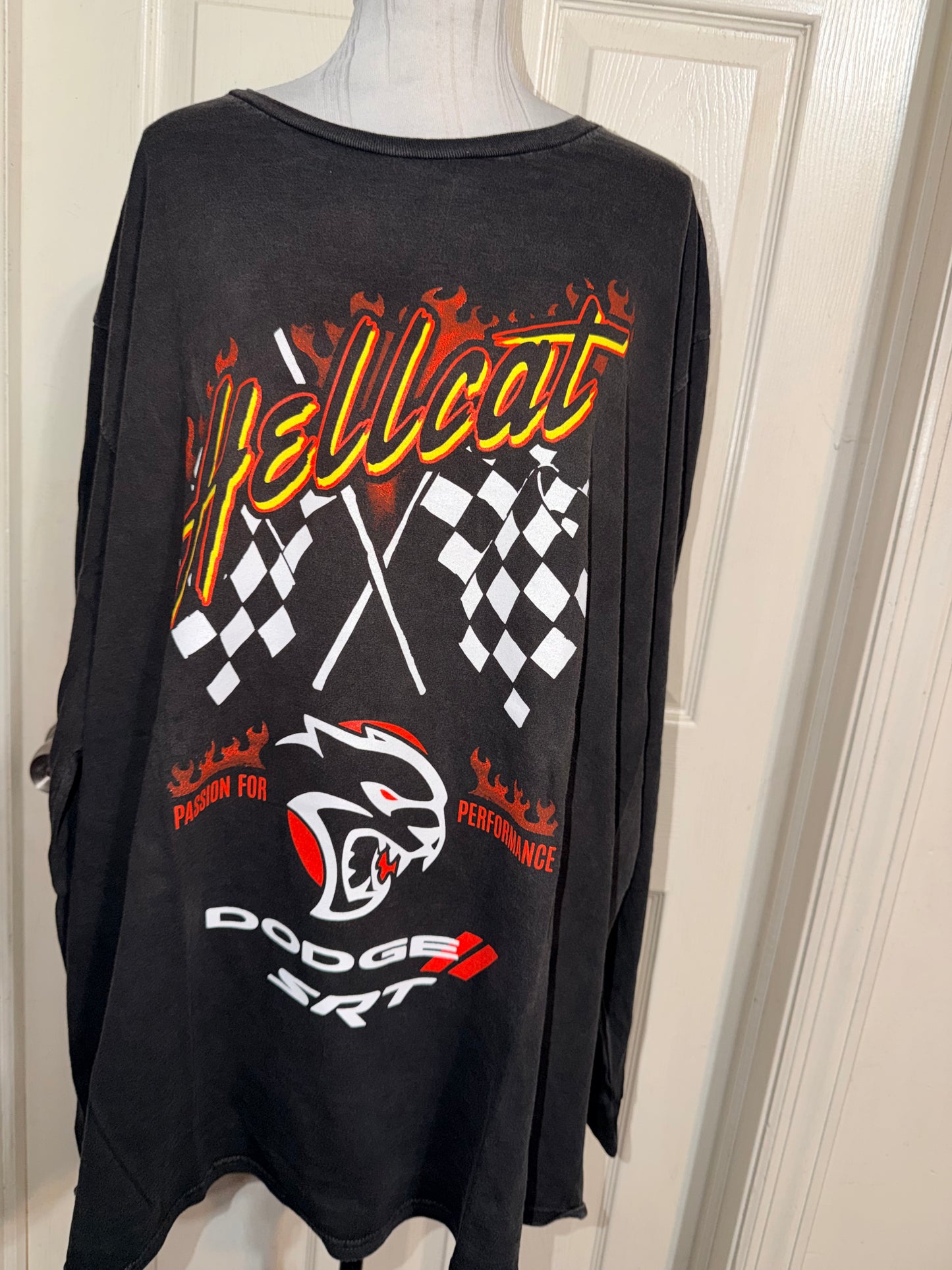 Dodge Hellcat Oversized Distressed Long Sleeve Tee