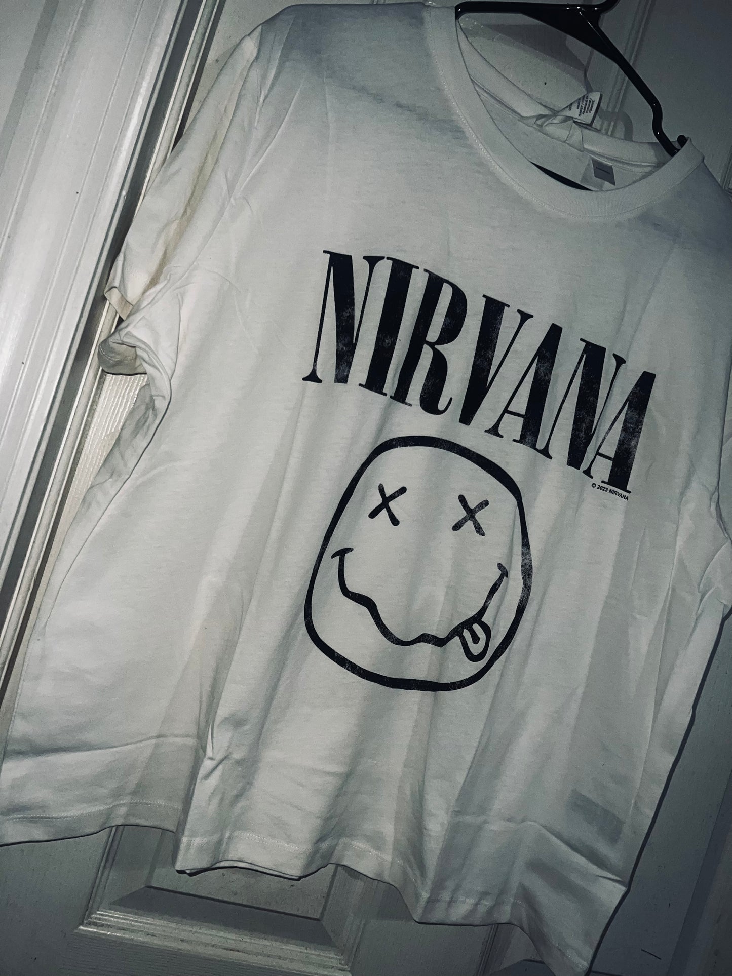 Nirvana Off White Distressed Tee