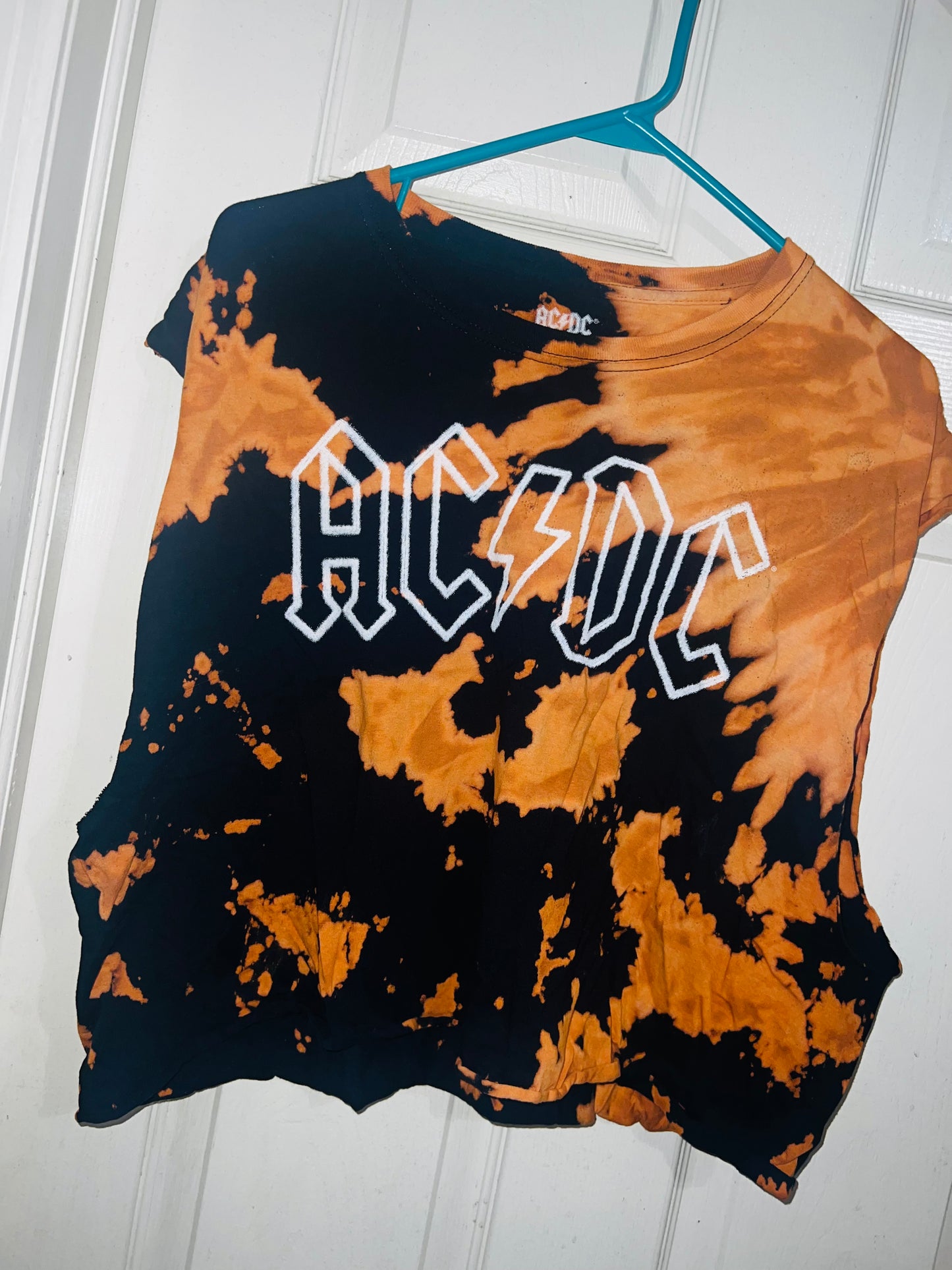 AC/DC Tie Dye Bleached Cropped Tank
