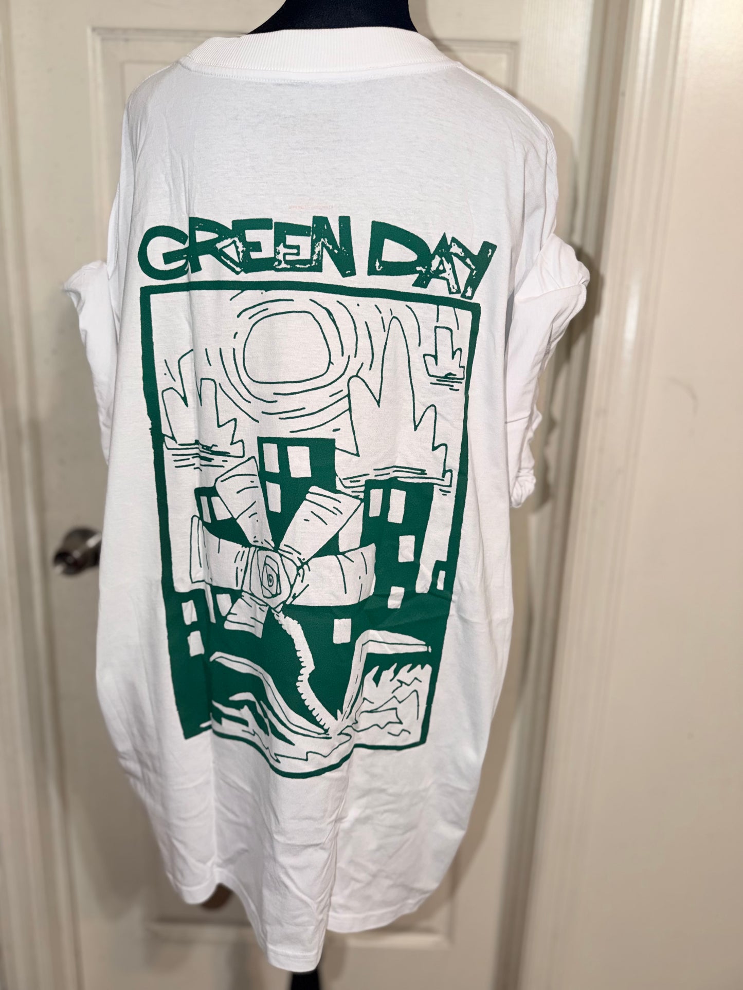 Green Day Double Sided Oversized Distressed Tee