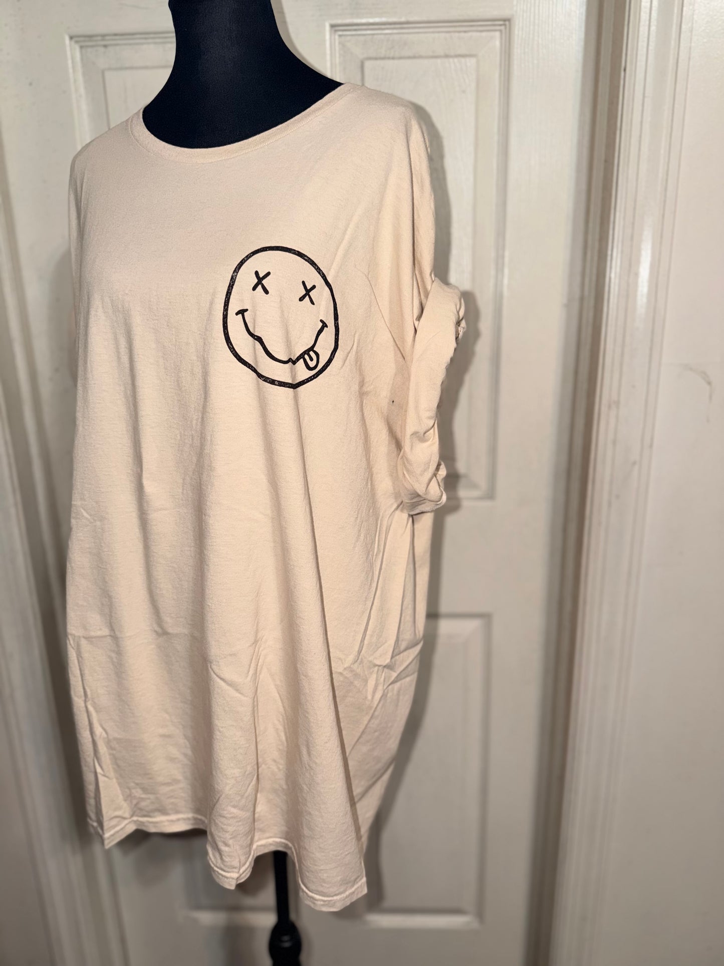 Nirvana Double Sided Oversized Distressed Tee