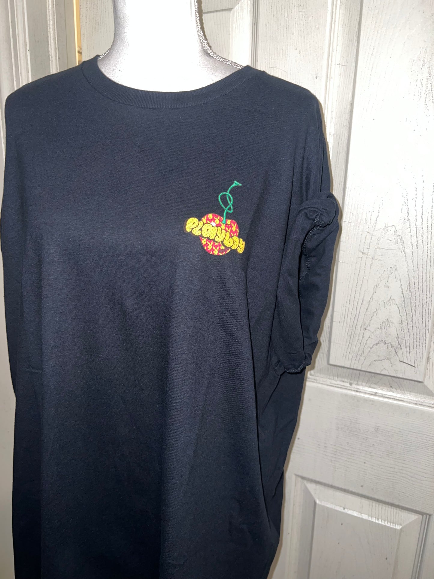 Playboy Cherry Double Sided Oversized Distressed Tee