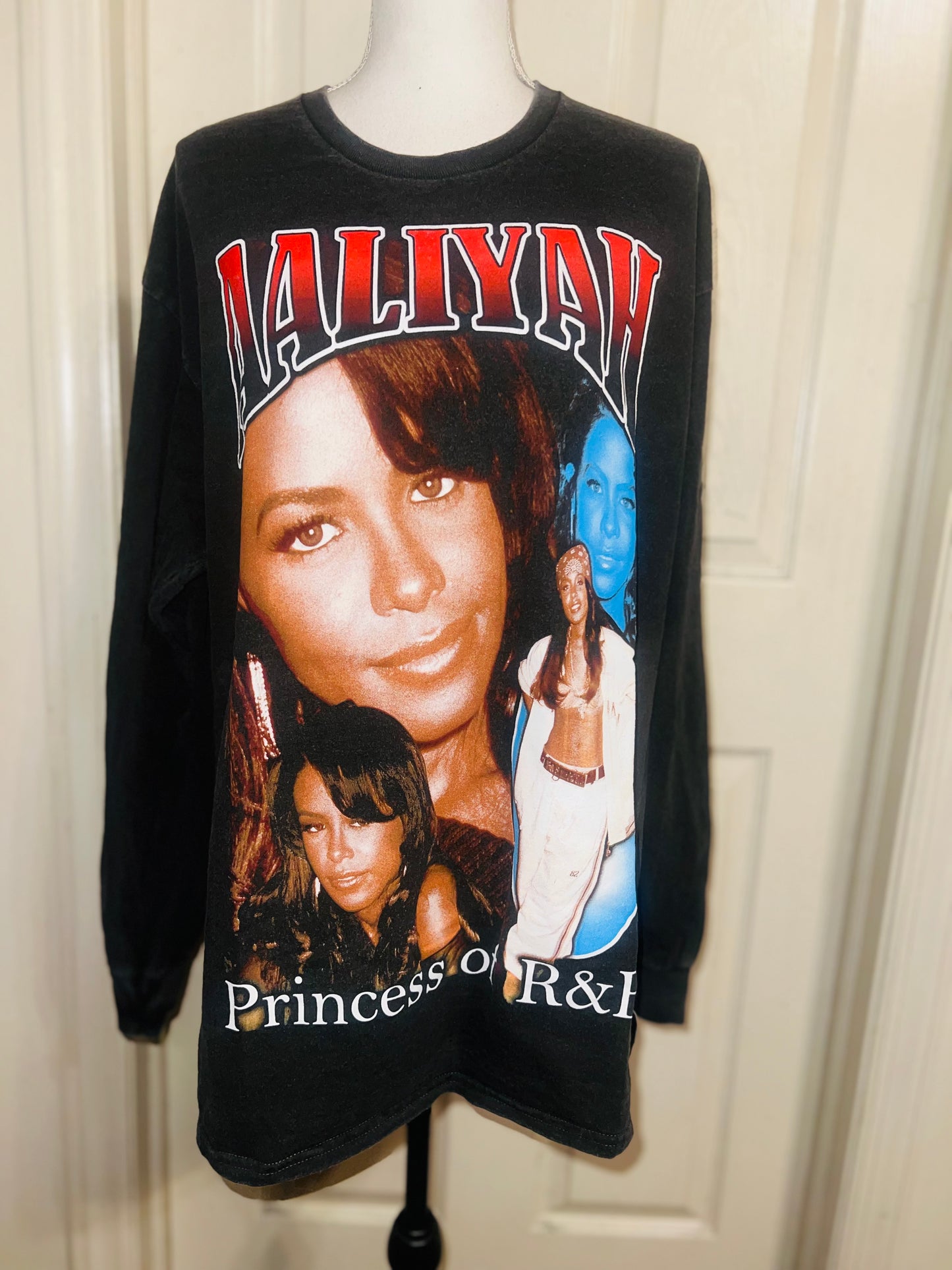 Aaliyah Oversized Distressed Long Sleeve Tee