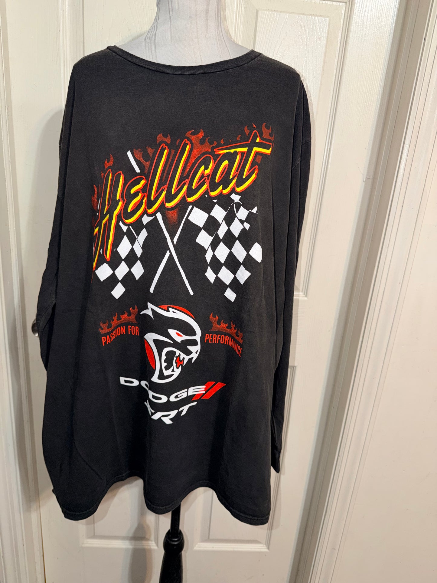 Dodge Hellcat Oversized Distressed Long Sleeve Tee