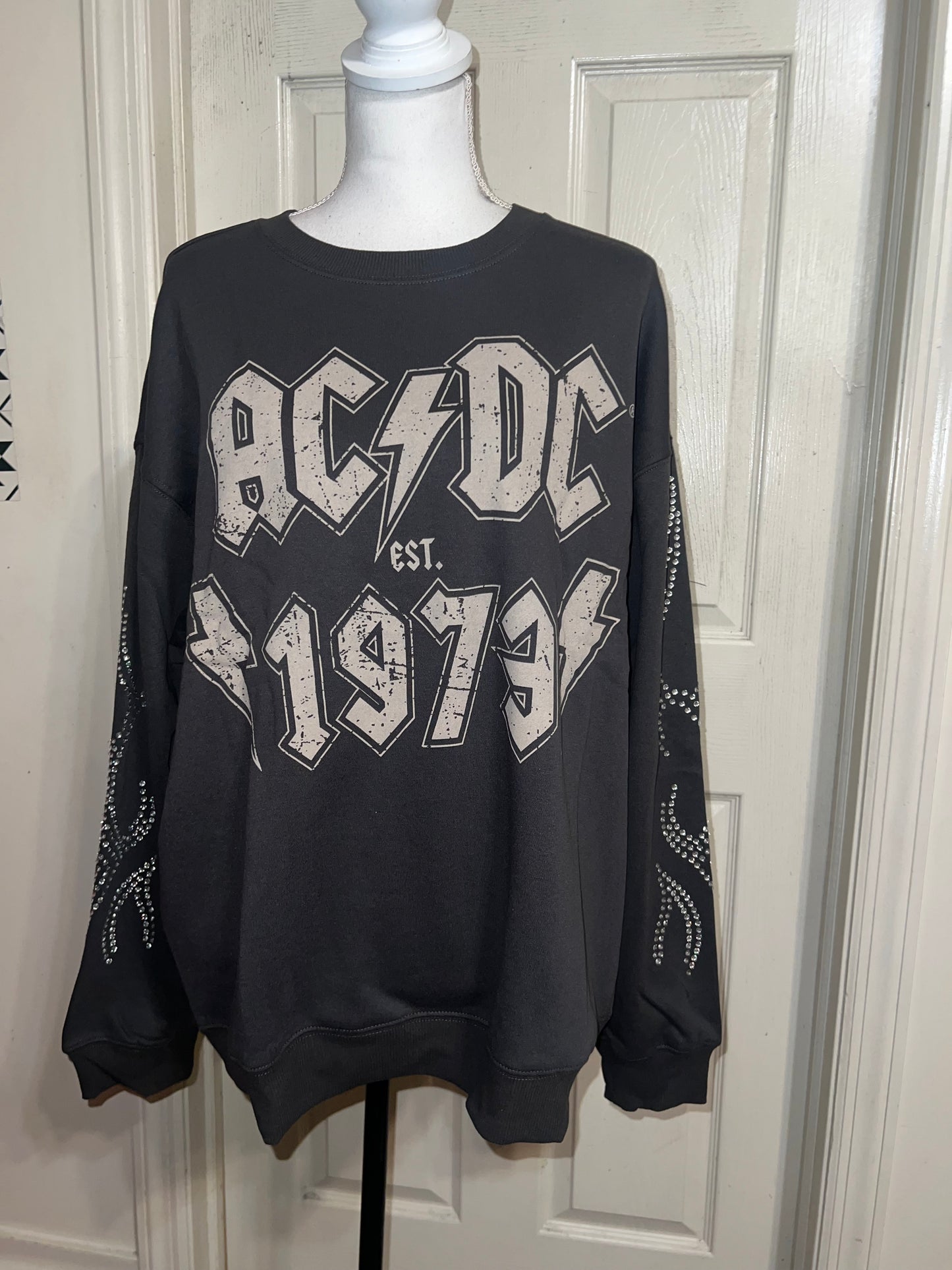 AC/DC Oversized Distressed Sweatshirt