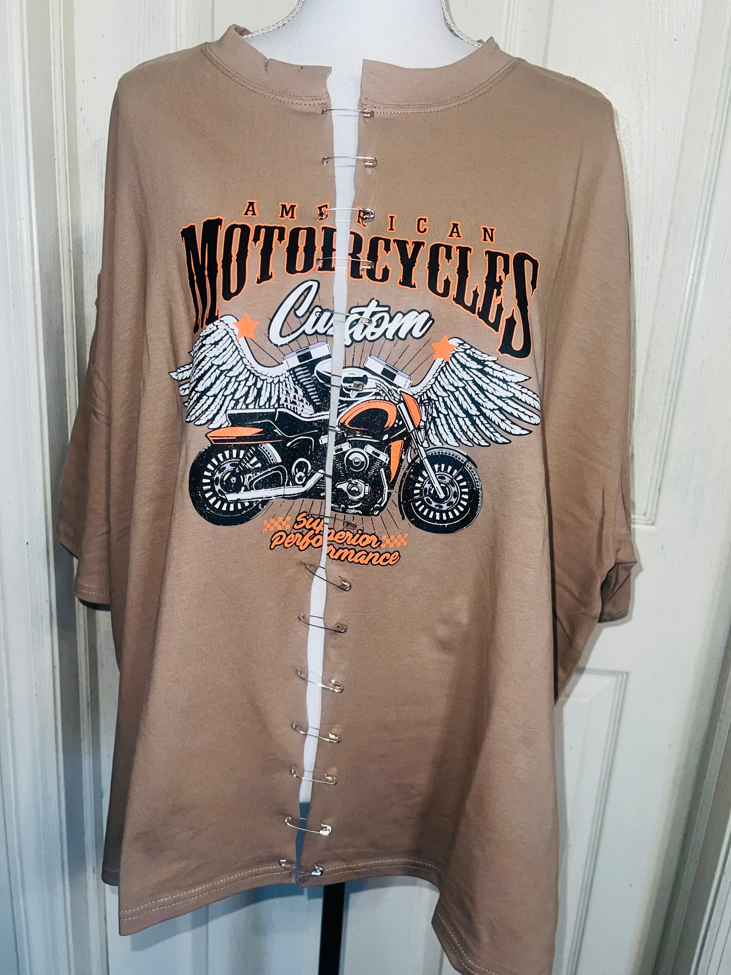 Motorcycle Split Distressed Oversized Tee