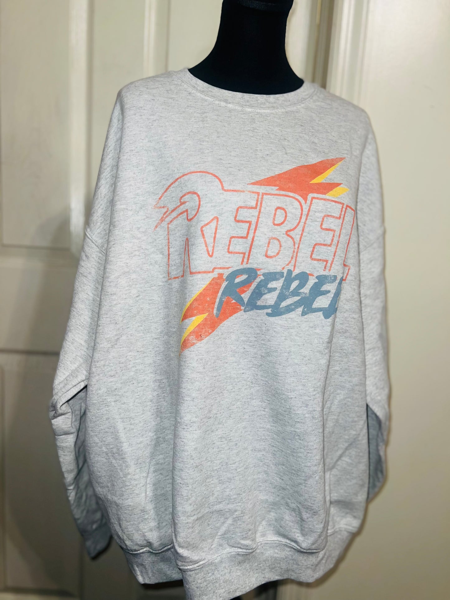 Rebel Rebel Bowie Oversized Distressed Sweatshirt