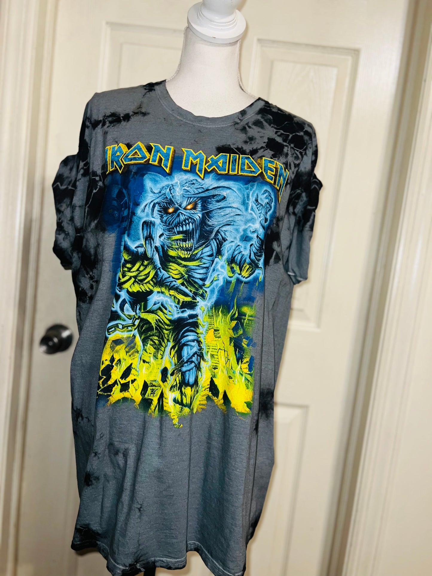 Iron Maiden Tie Dyed Distressed Oversized Tee