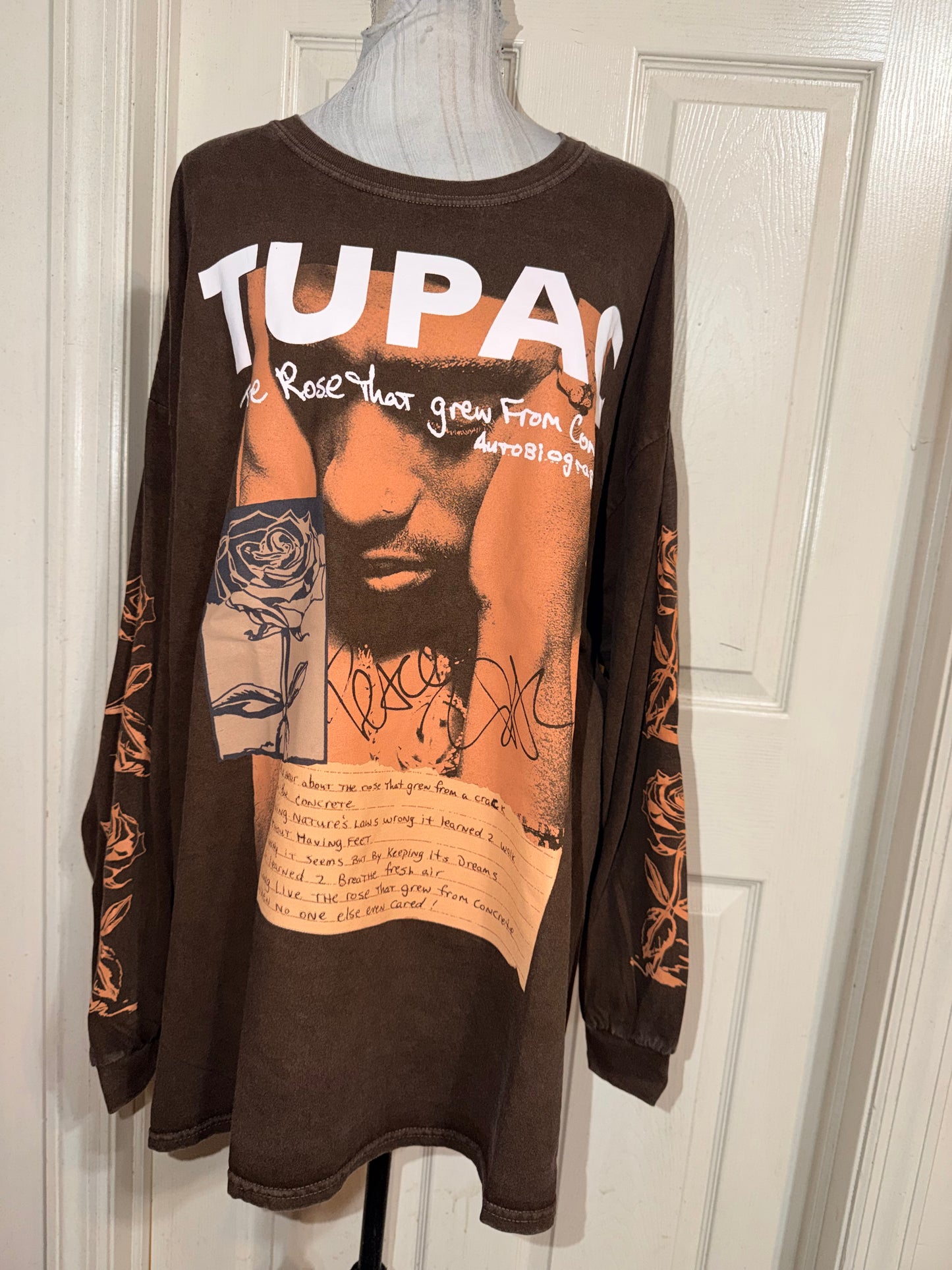 Tupac Oversized Distressed Long Sleeve Tee