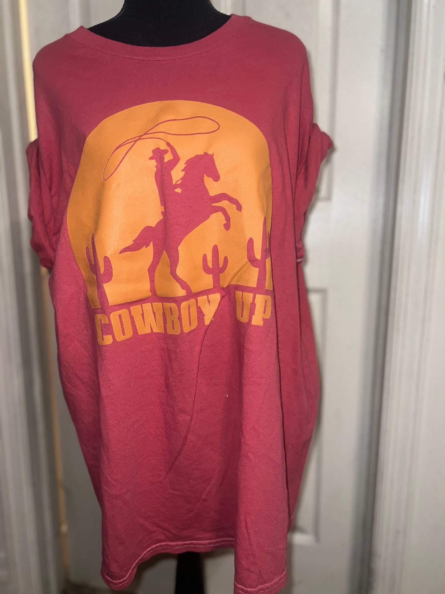 Cowboy Up Oversized Distressed Tee