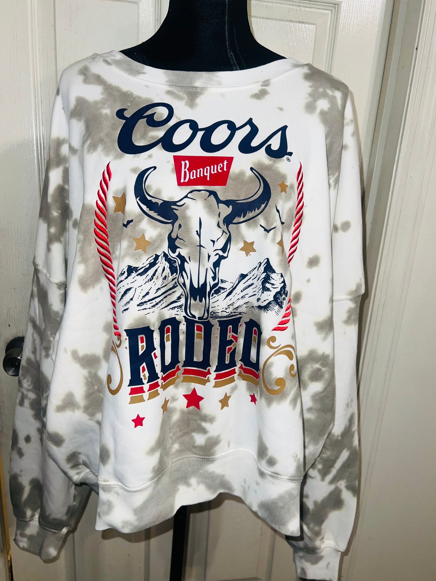 Coors Banquet Rodeo Oversized Distressed Sweatshirt