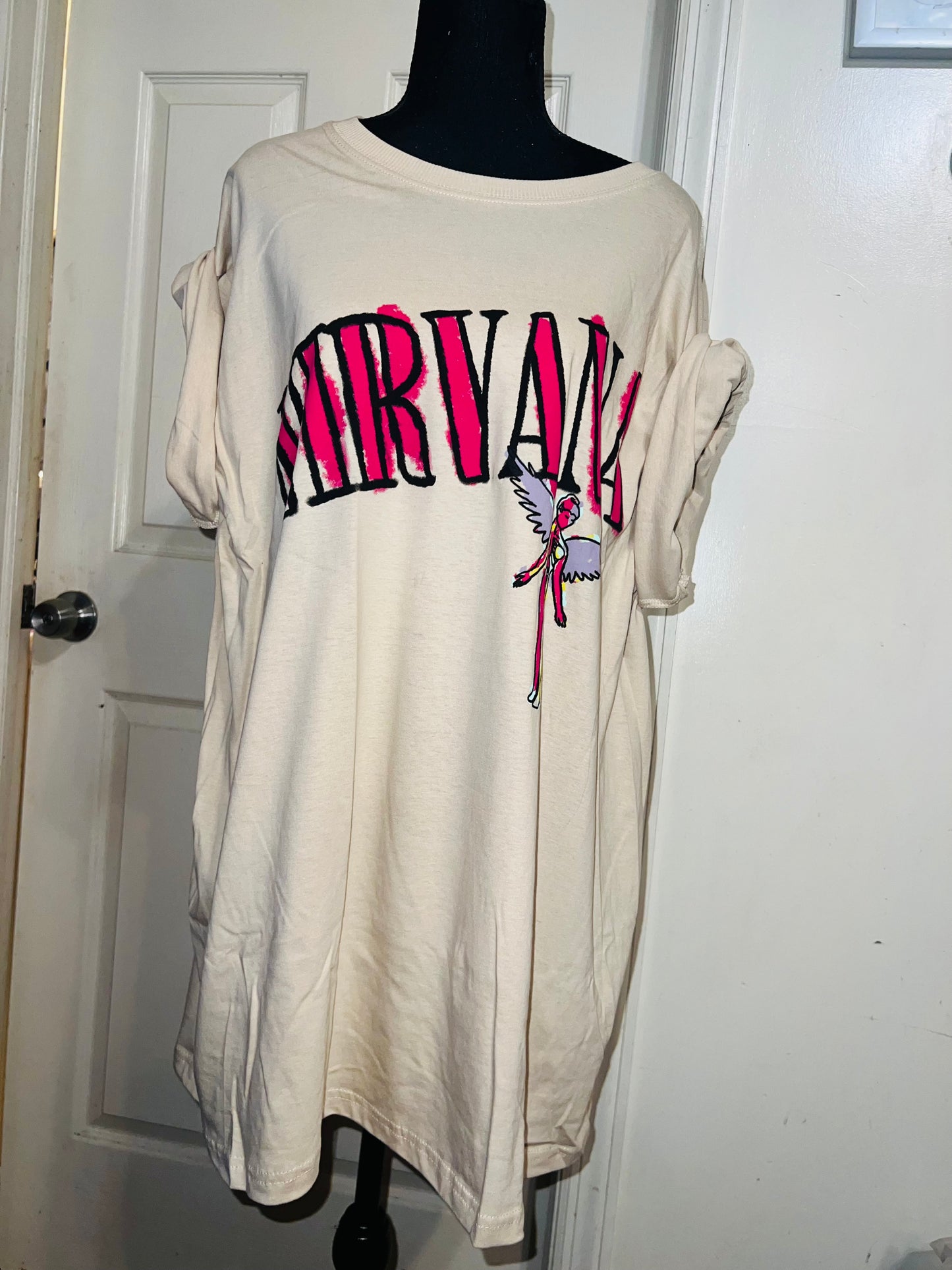 Nirvana Double Sided Oversized Distressed Tee