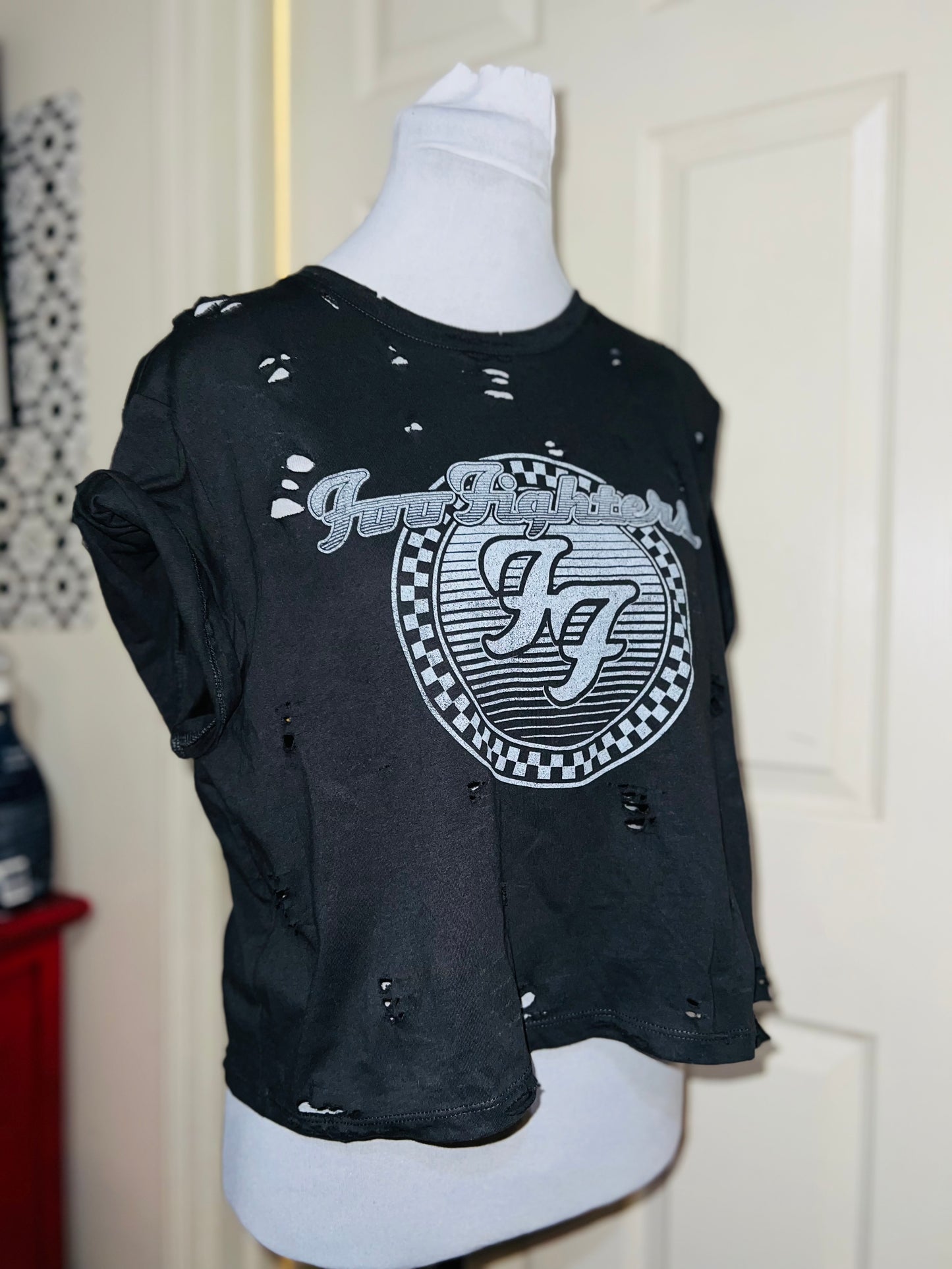 Foo Fighters Oversized Distressed Baby Tee