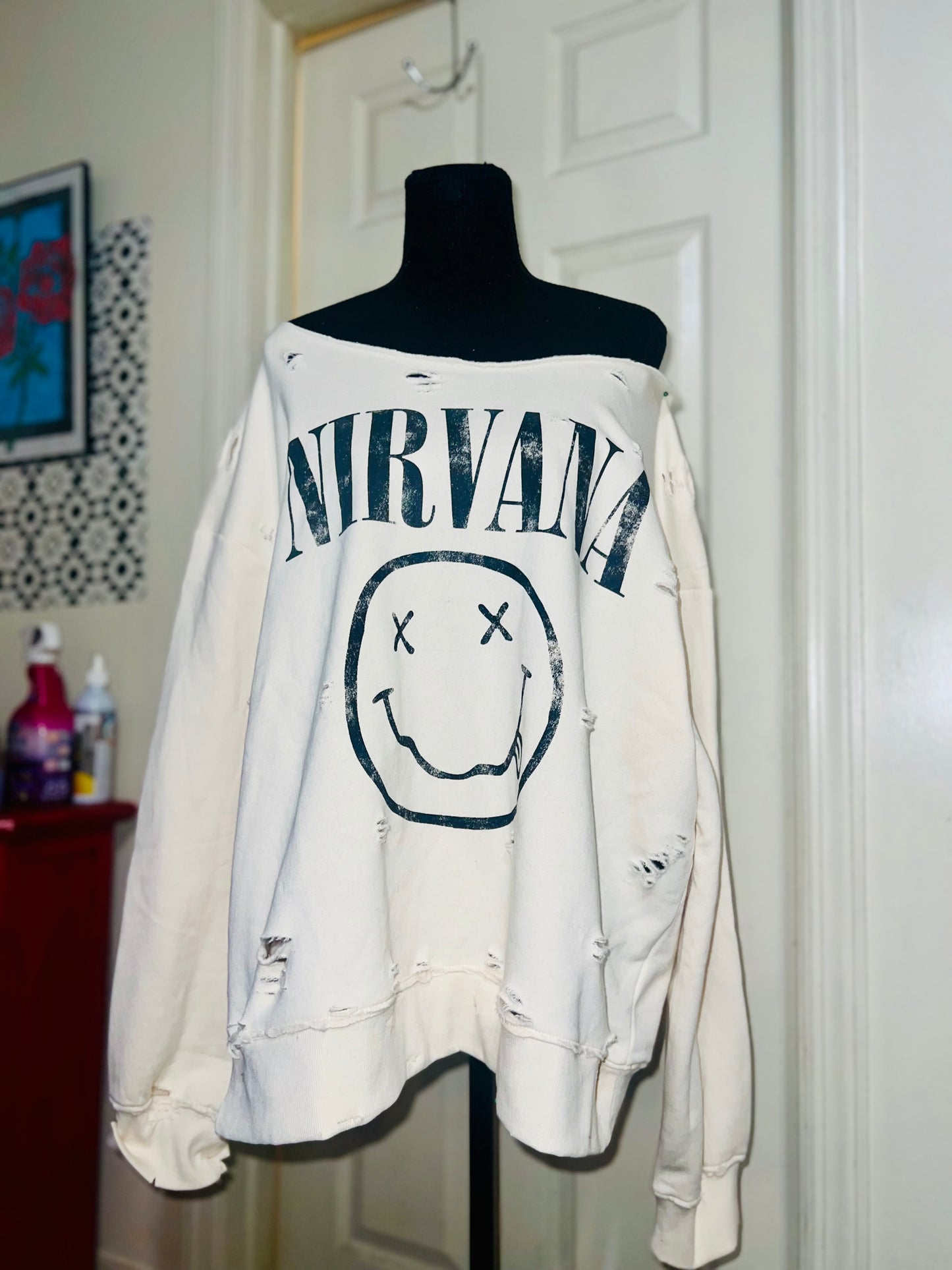 Nirvana Oversized Cream Sweatshirt