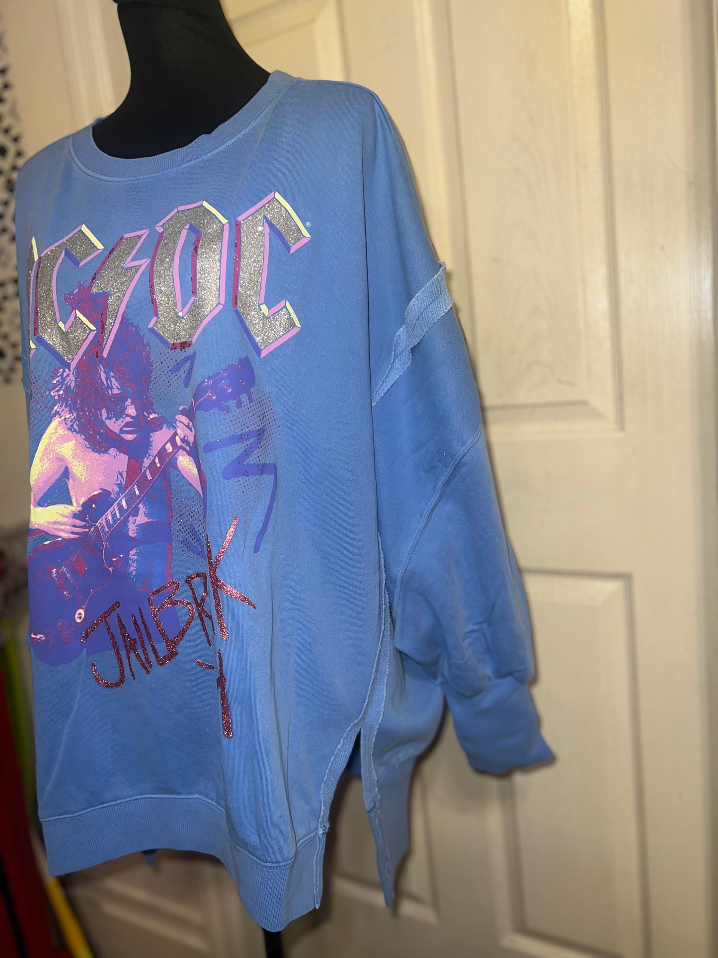 AC/DC Oversized Distressed Sweatshirt