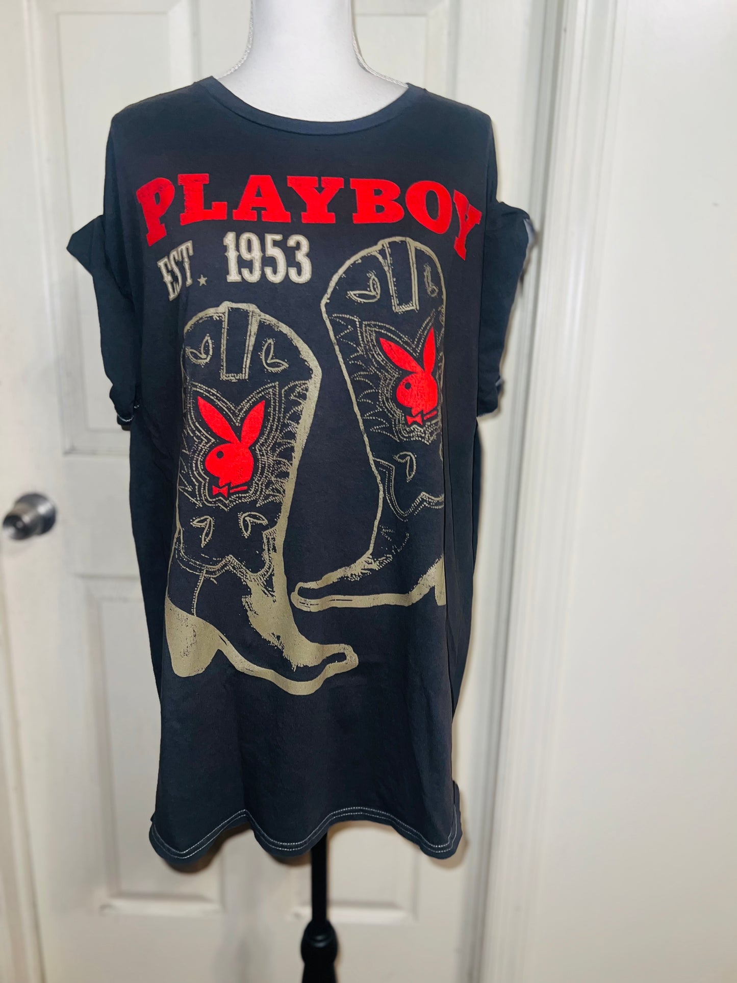 Playboy Cowboy Oversized Distressed Tee