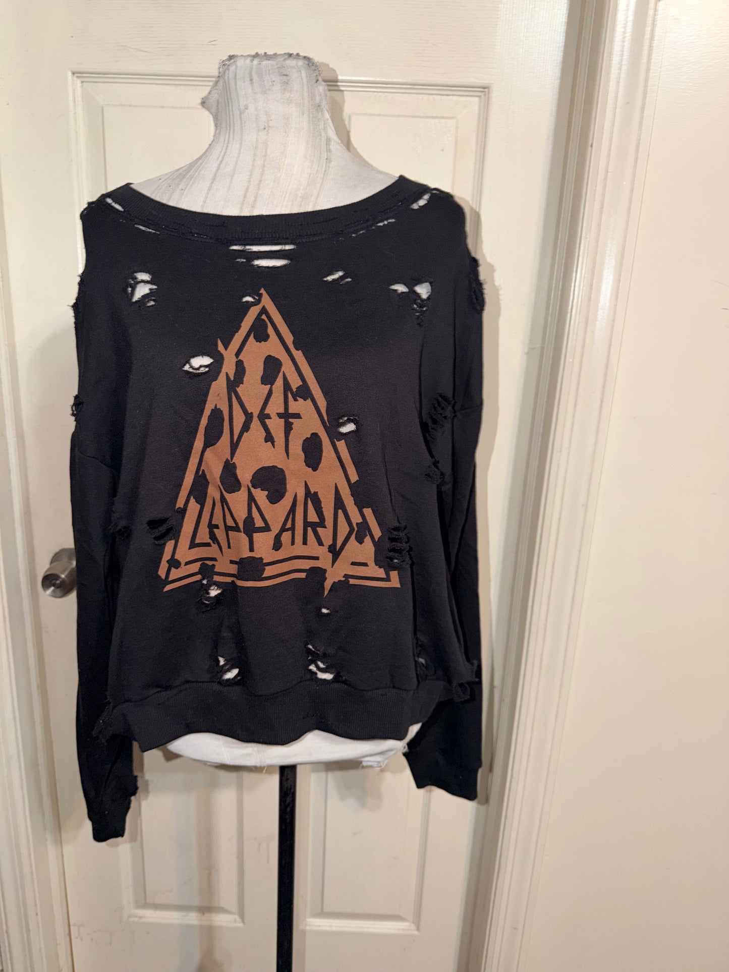 Def Leppard Oversized Distressed Sweatshirt