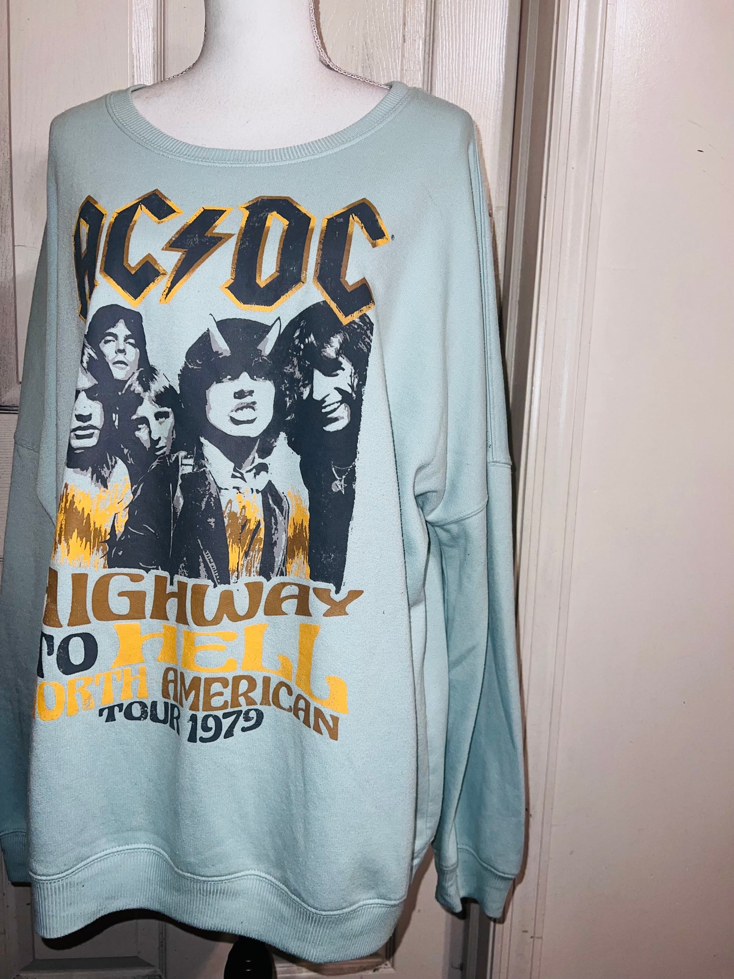 AC/DC Oversized Distressed Sweatshirt