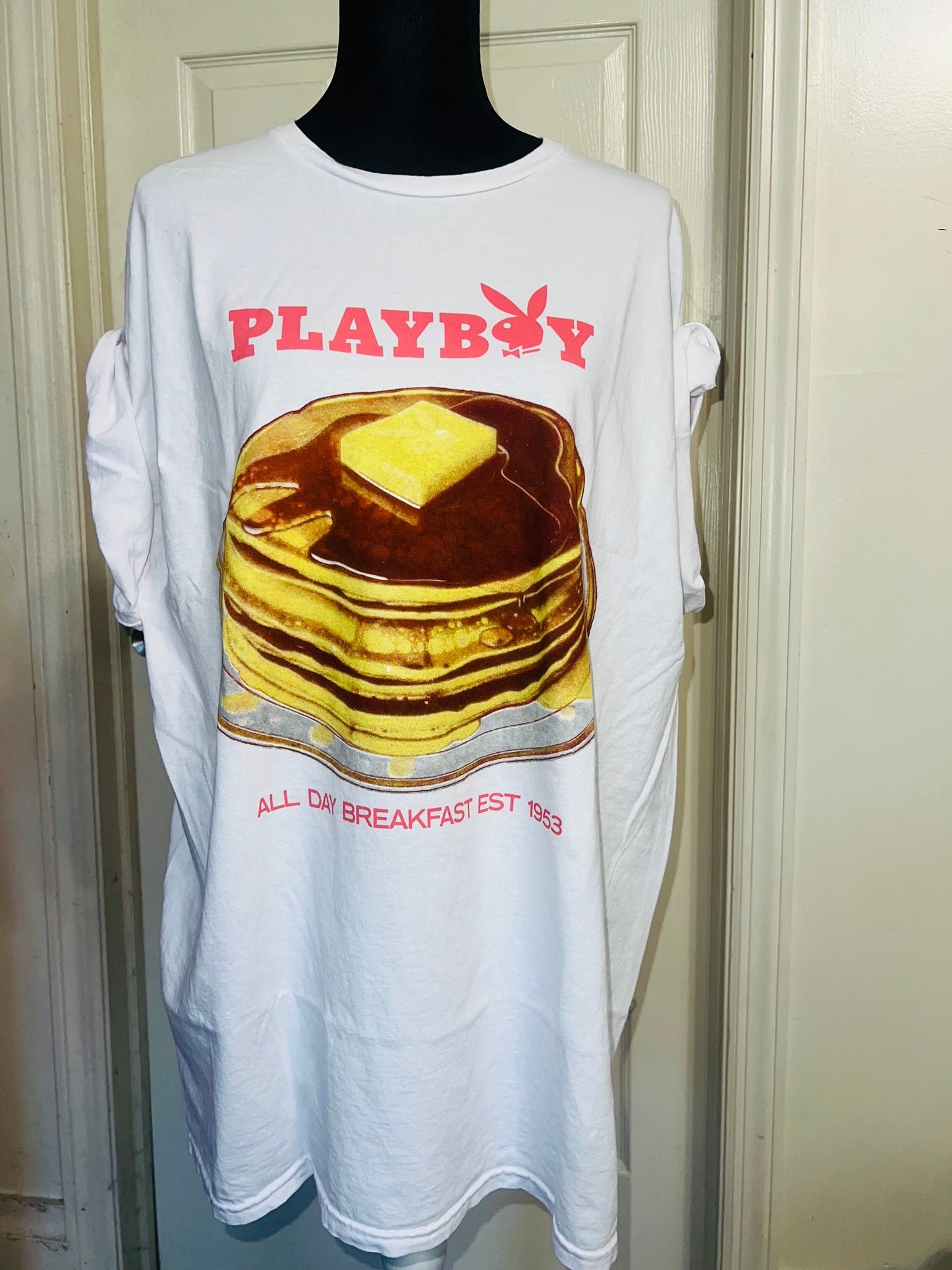 Playboy Pancake Double Sided Distressed Tee