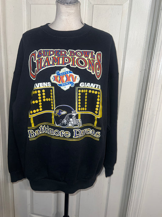 Baltimore Ravens Vintage Oversized Distressed Sweatshirt