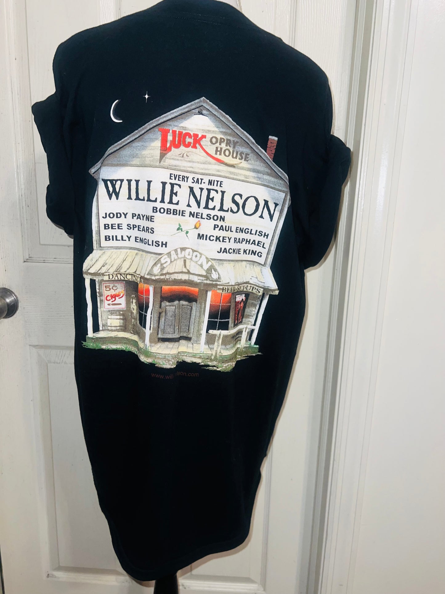 Willie Nelson Double Sided Distressed Vintage Oversized Tee