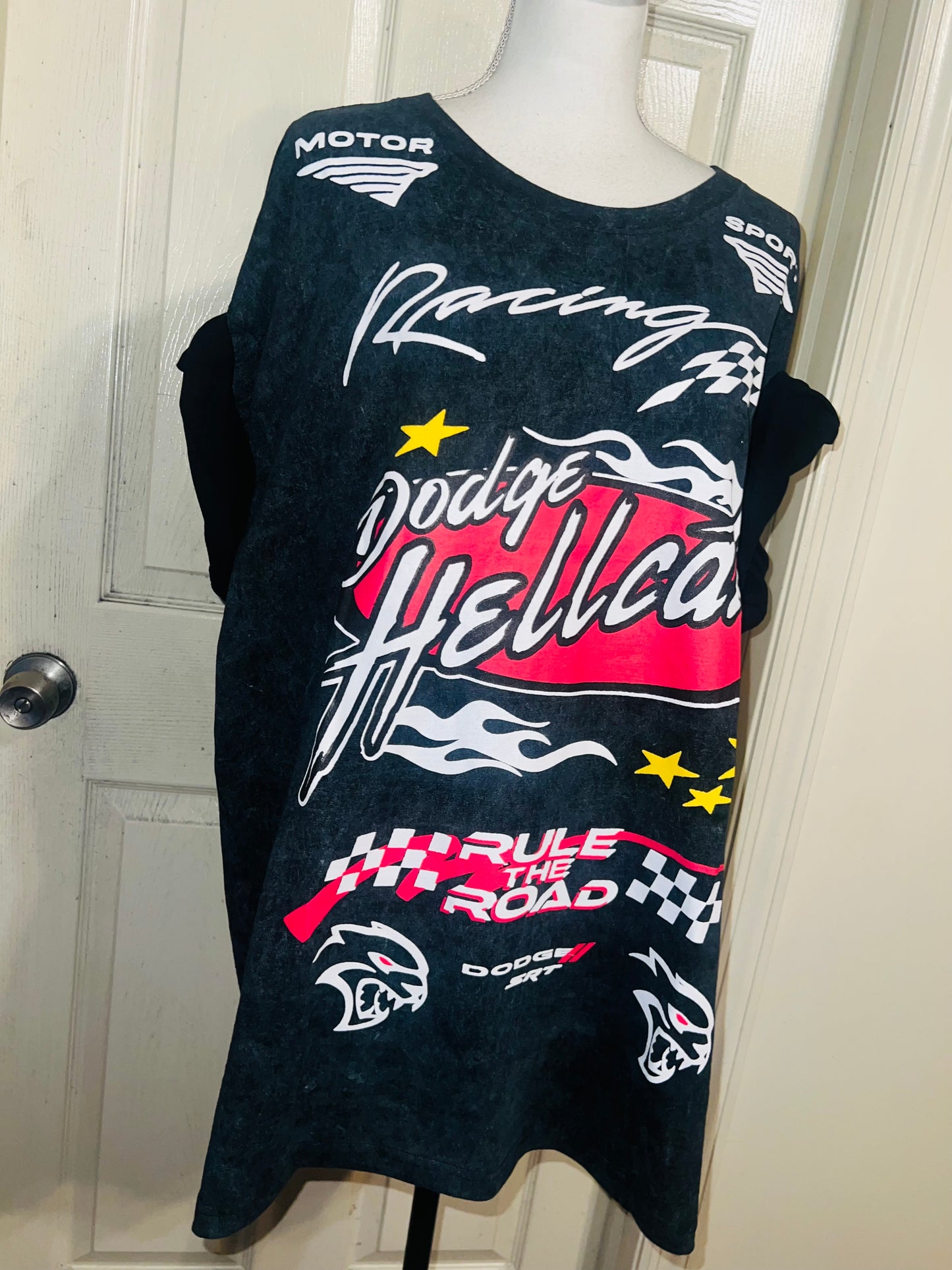 Dodge Hellcat Racing Oversized Distressed Tee  on
