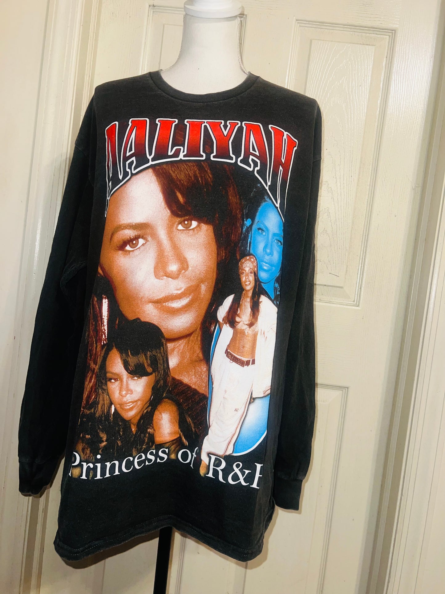 Aaliyah Oversized Distressed Long Sleeve Tee