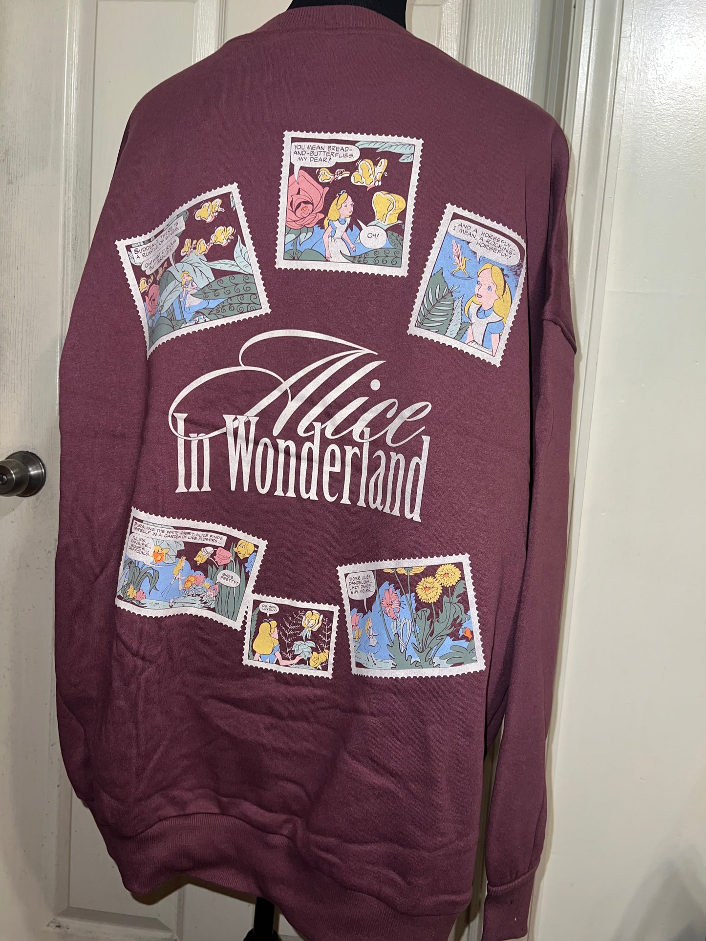 Alice in Wonderland Double Sided Oversized Distressed Sweatshirt