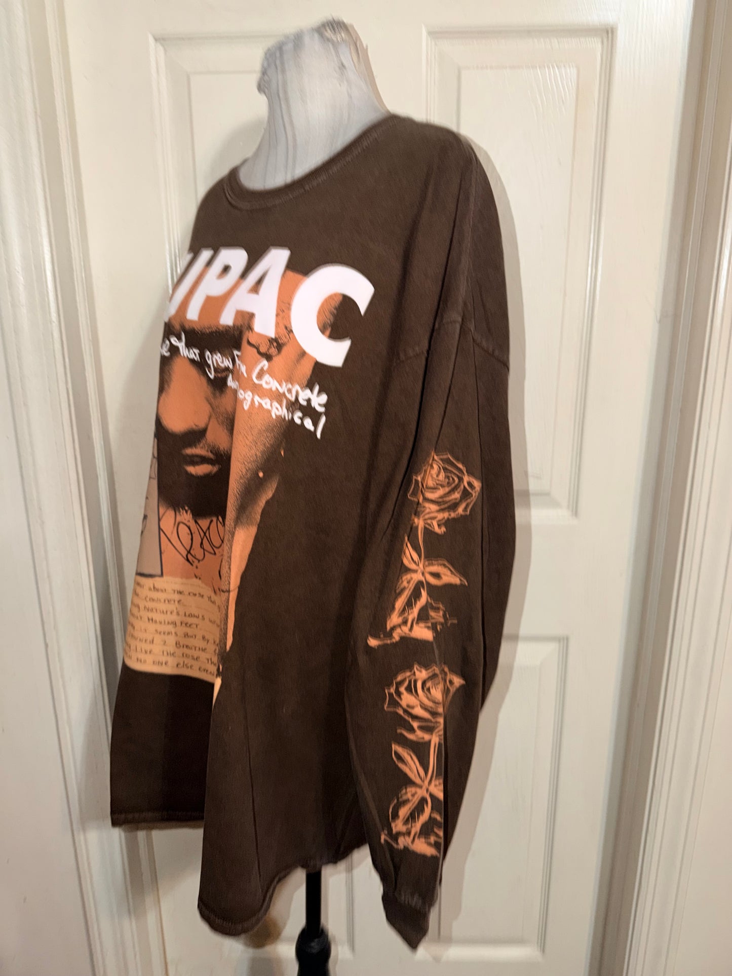 Tupac Oversized Distressed Long Sleeve Tee