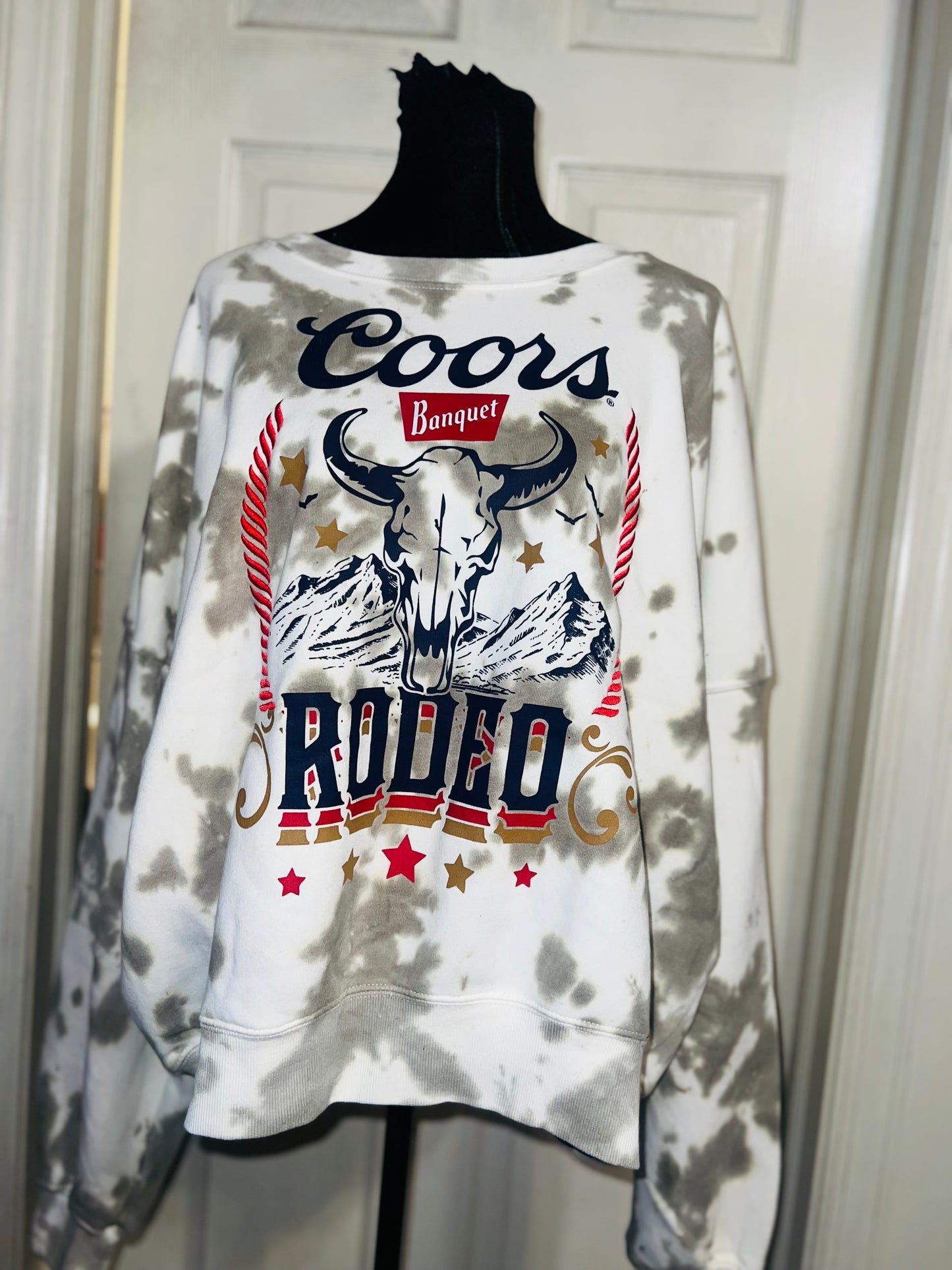 Coors Banquet Rodeo Oversized Distressed Sweatshirt