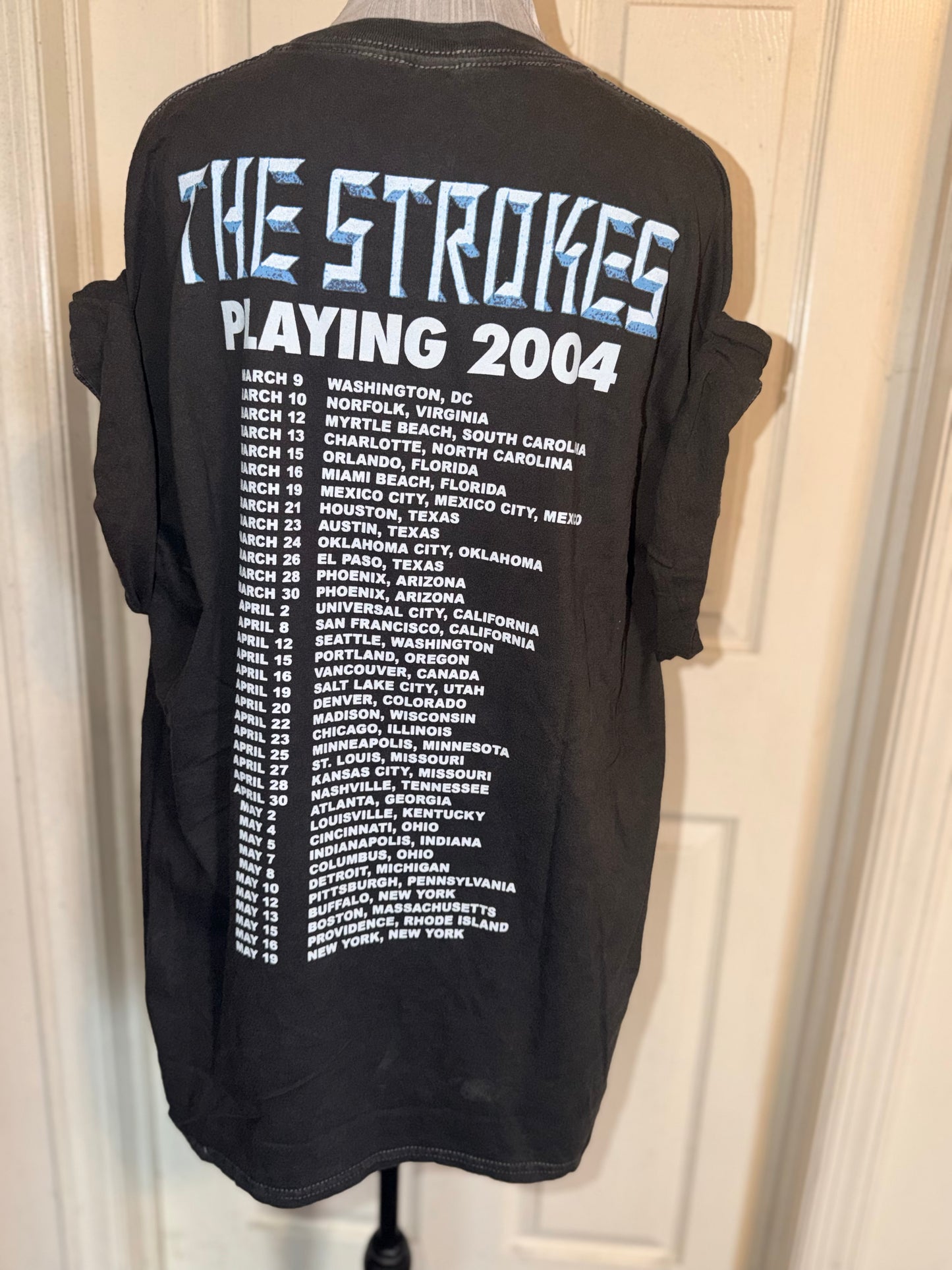 The Strokes Double Sided Oversized Distressed Tee
